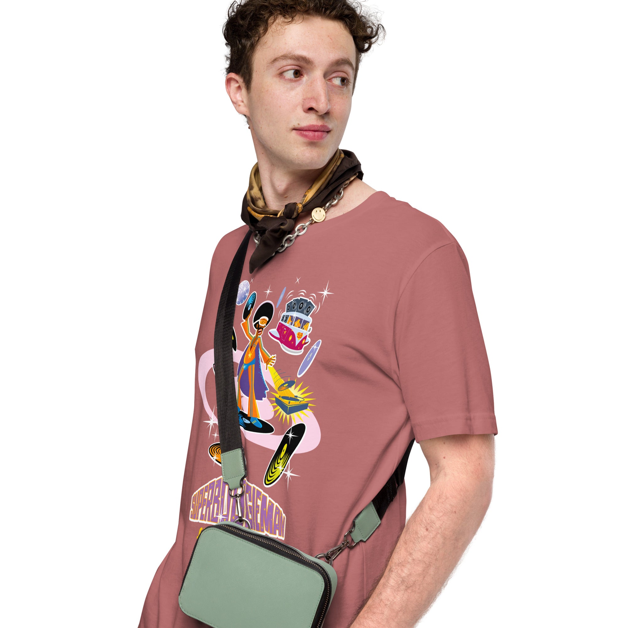 Unisex cotton t-shirt Superboogieman saves the Party on bright colors