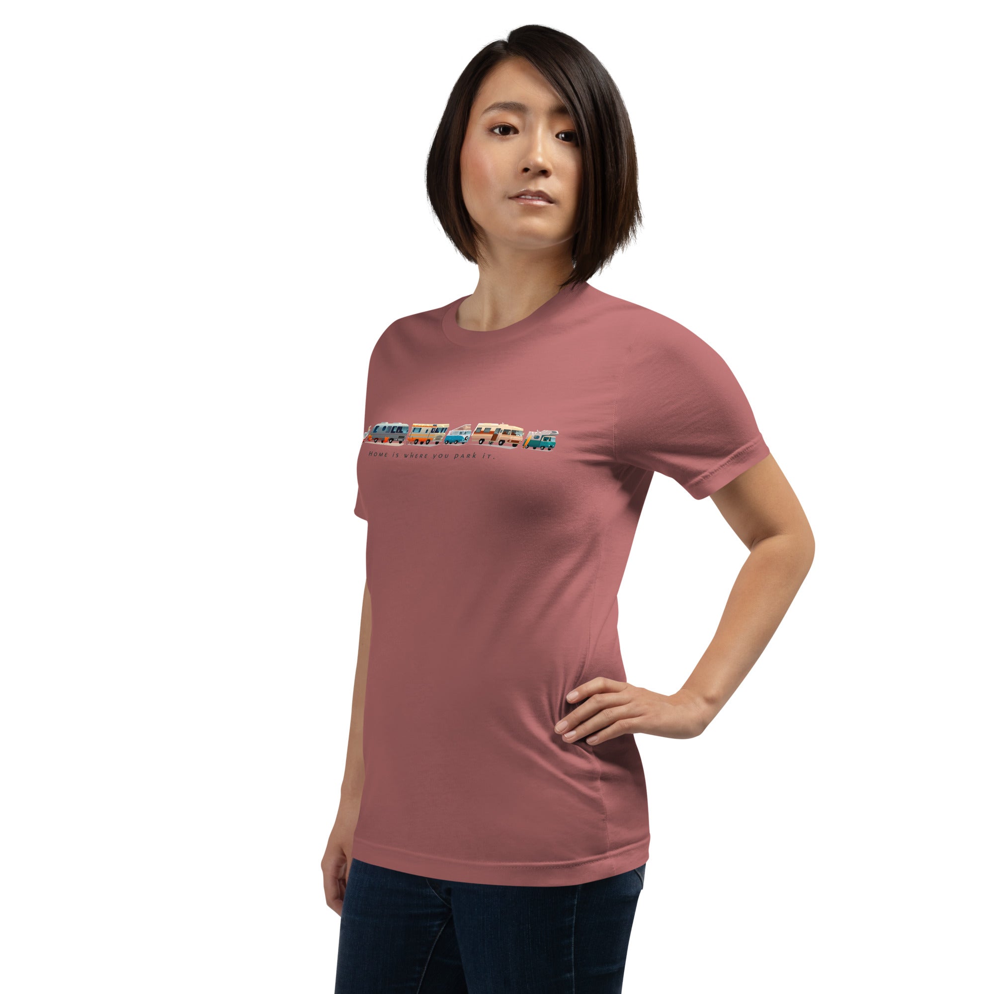 Unisex cotton t-shirt Vintage Campers on bright colors