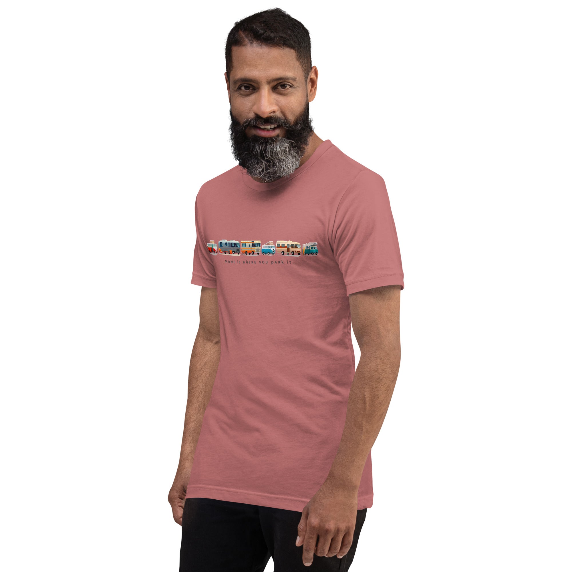 Unisex cotton t-shirt Vintage Campers on bright colors