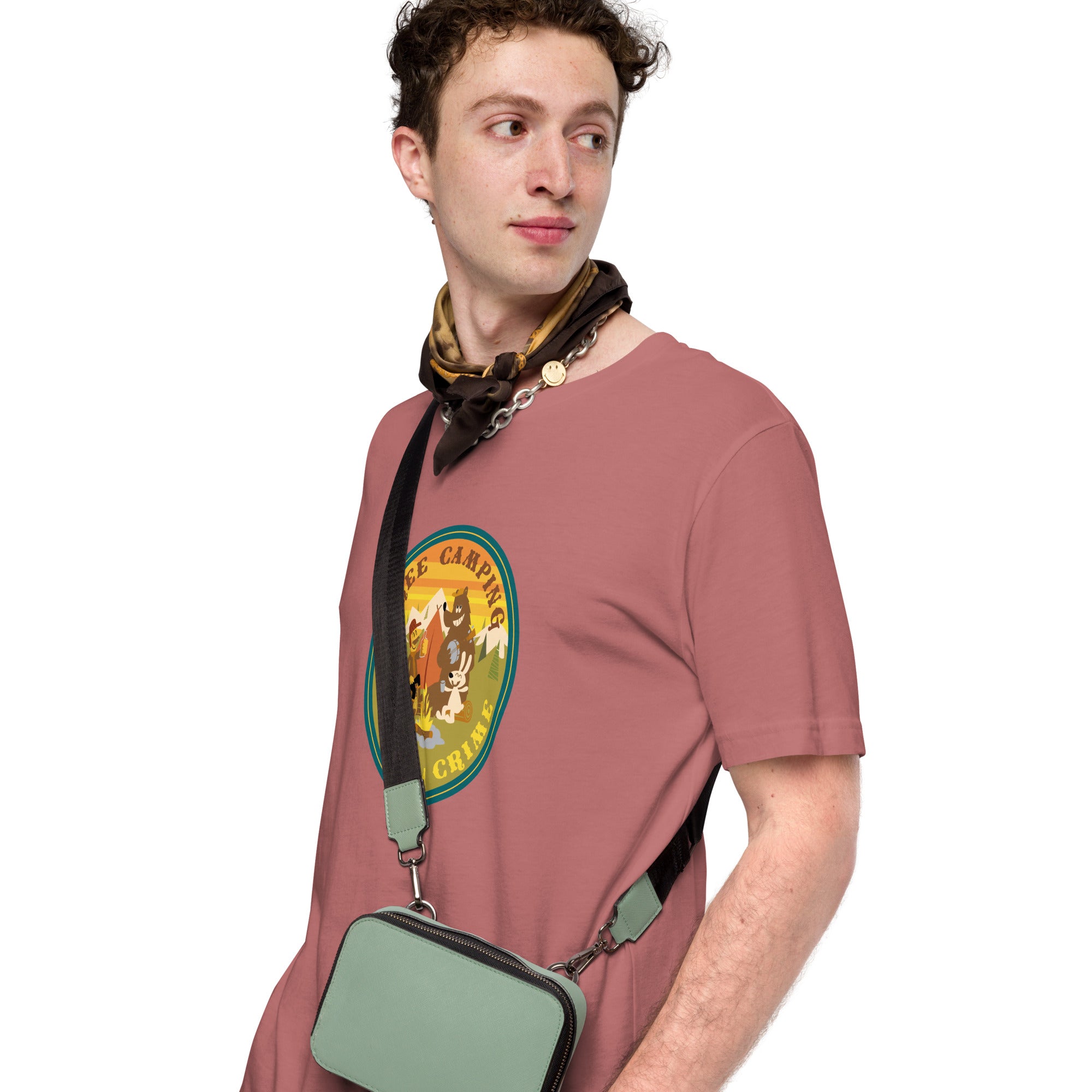 Unisex cotton t-shirt Free Camping is not a Crime on bright colors