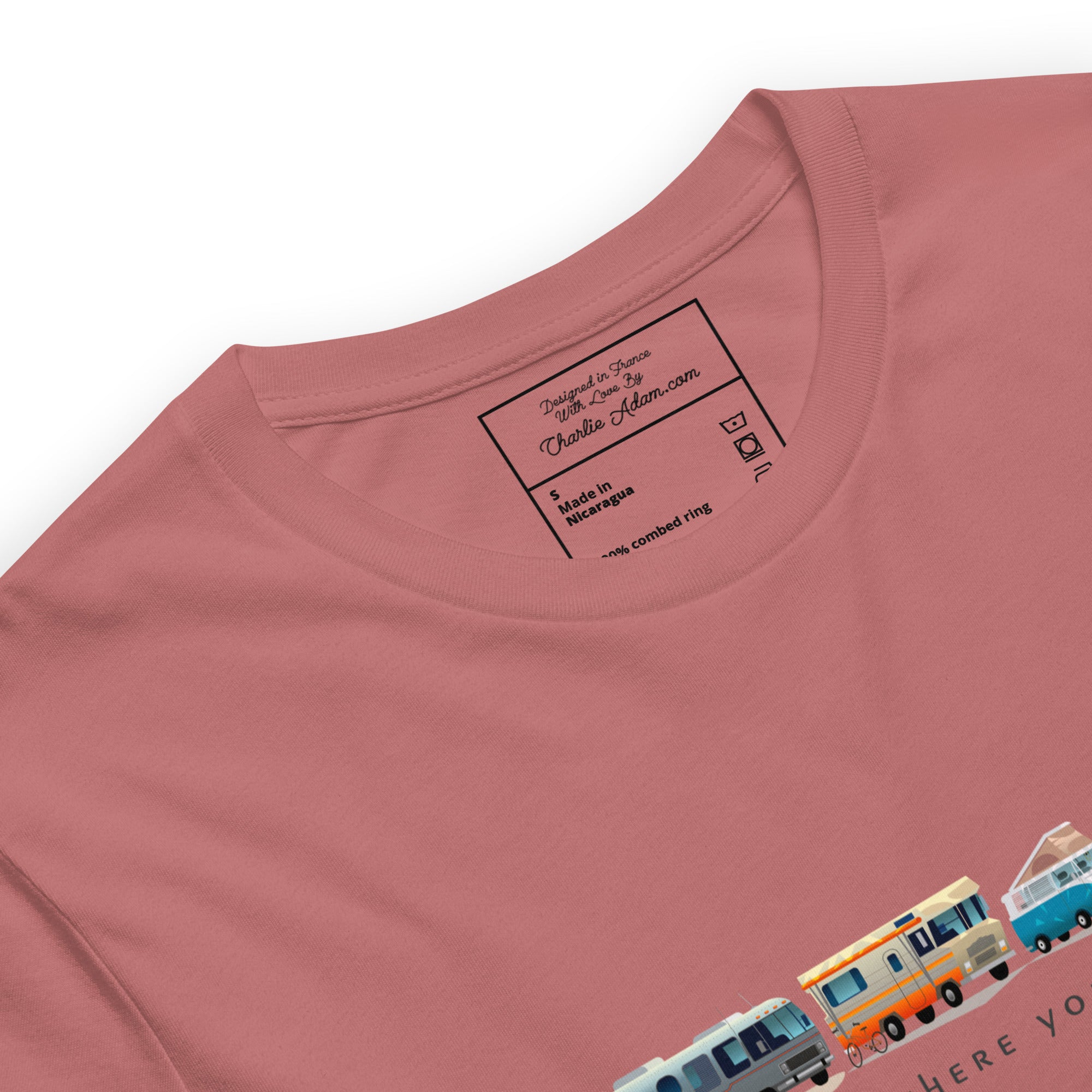 Unisex cotton t-shirt Vintage Campers on bright colors