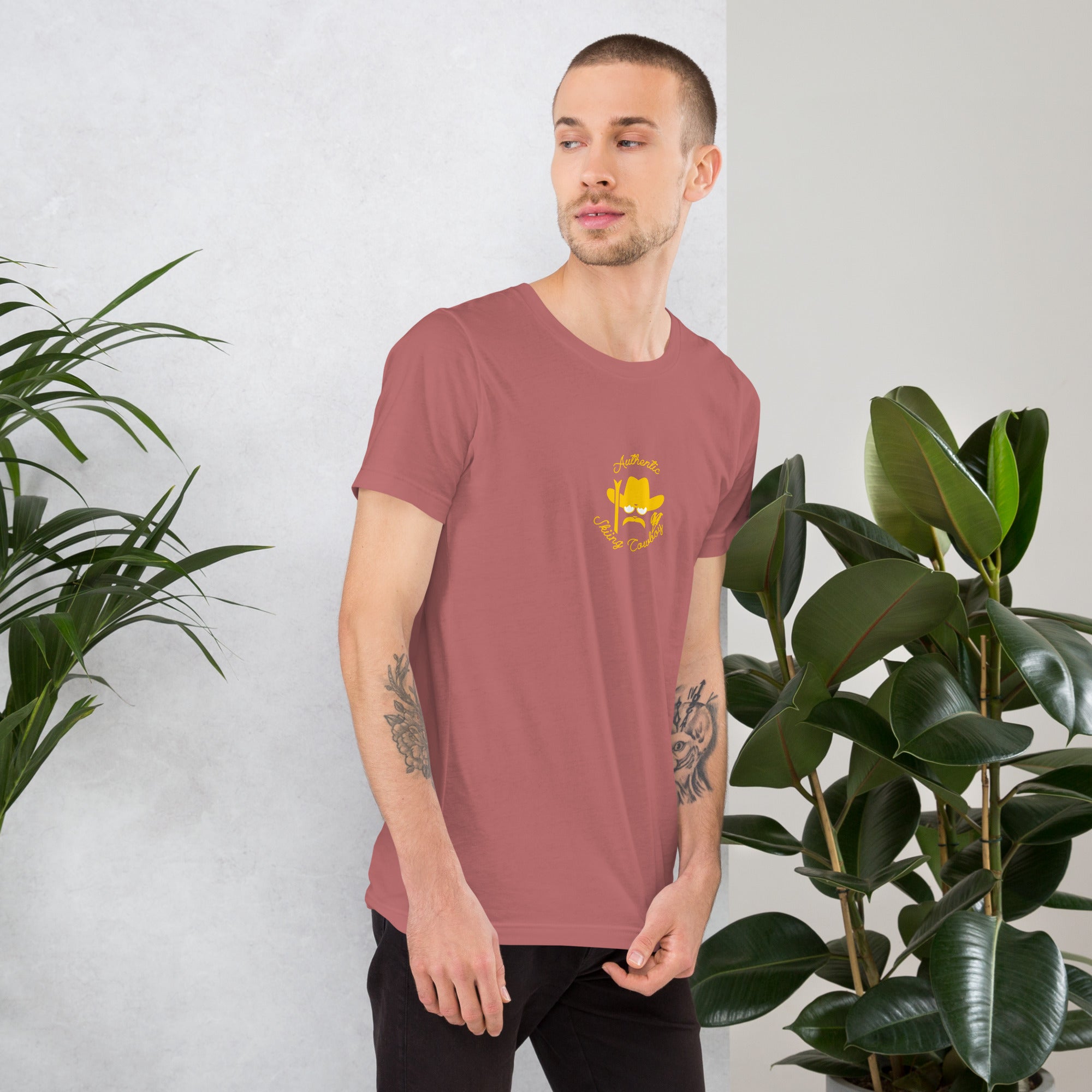 Unisex t-shirt Authentic Skiing Cowboy on bright colors