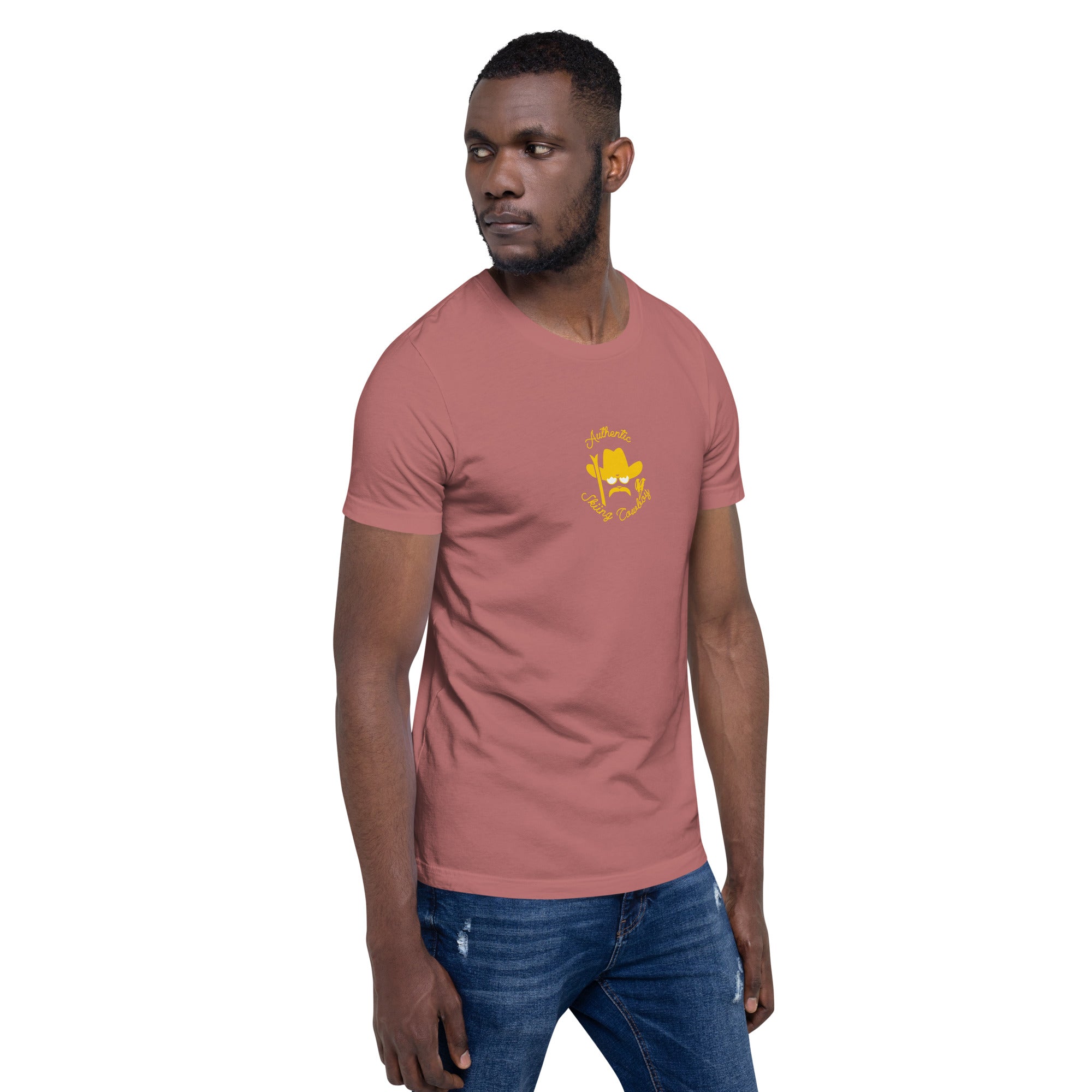 Unisex t-shirt Authentic Skiing Cowboy on bright colors