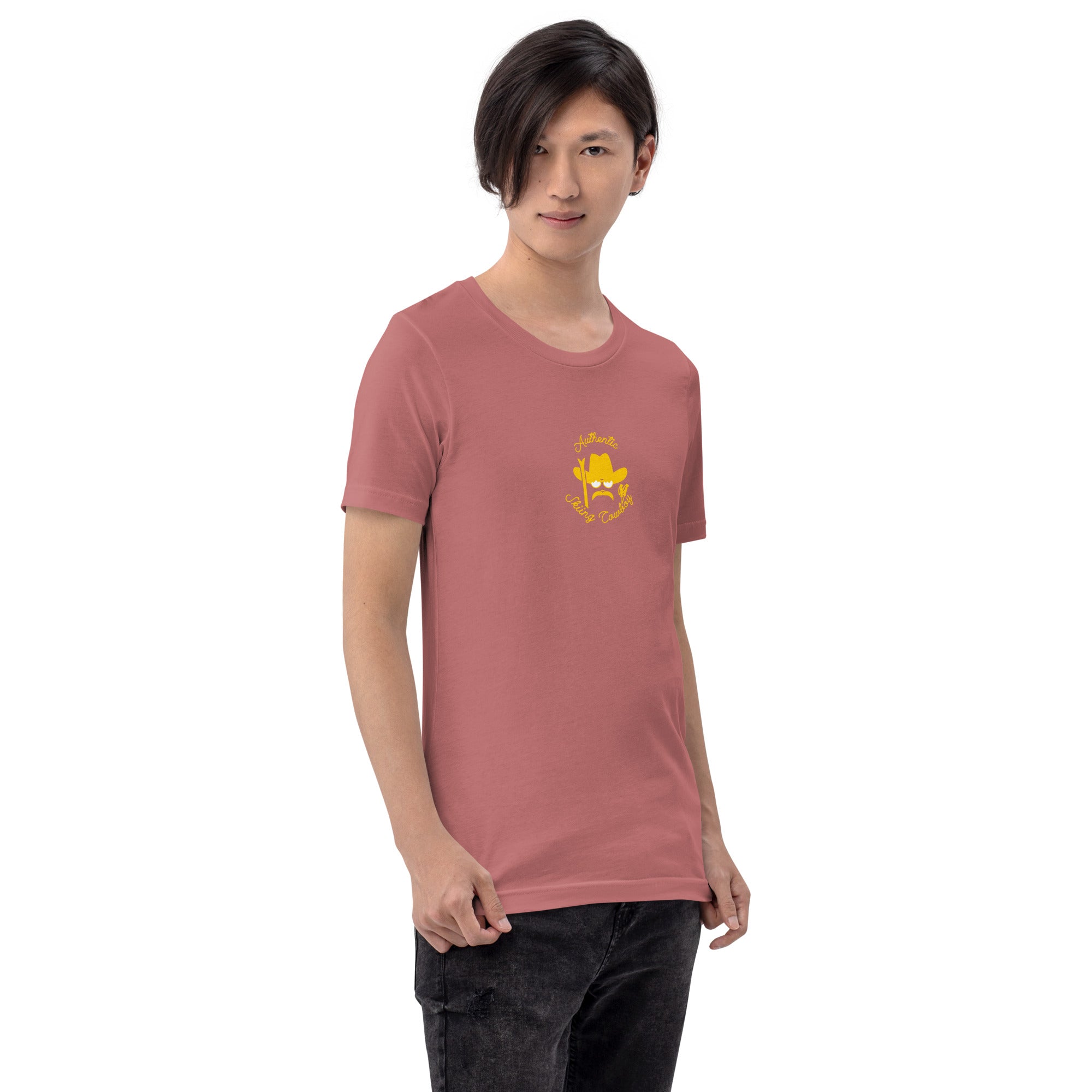 Unisex t-shirt Authentic Skiing Cowboy on bright colors