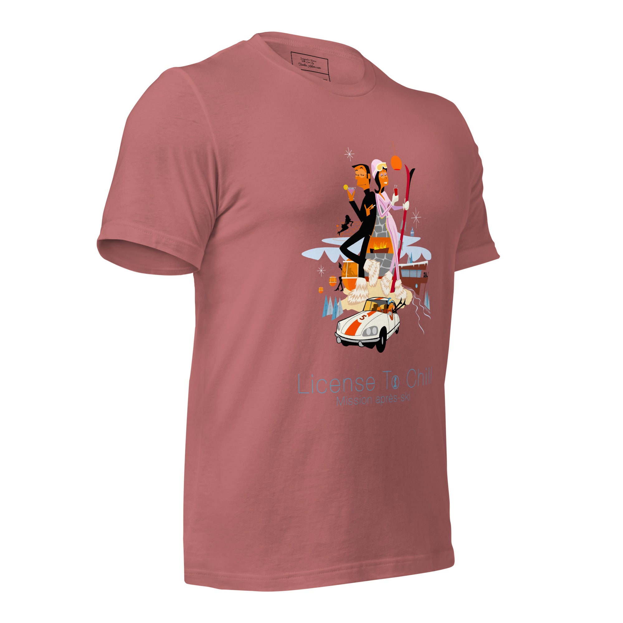 Unisex cotton t-shirt License to Chill Mission Après-Ski on bright colors