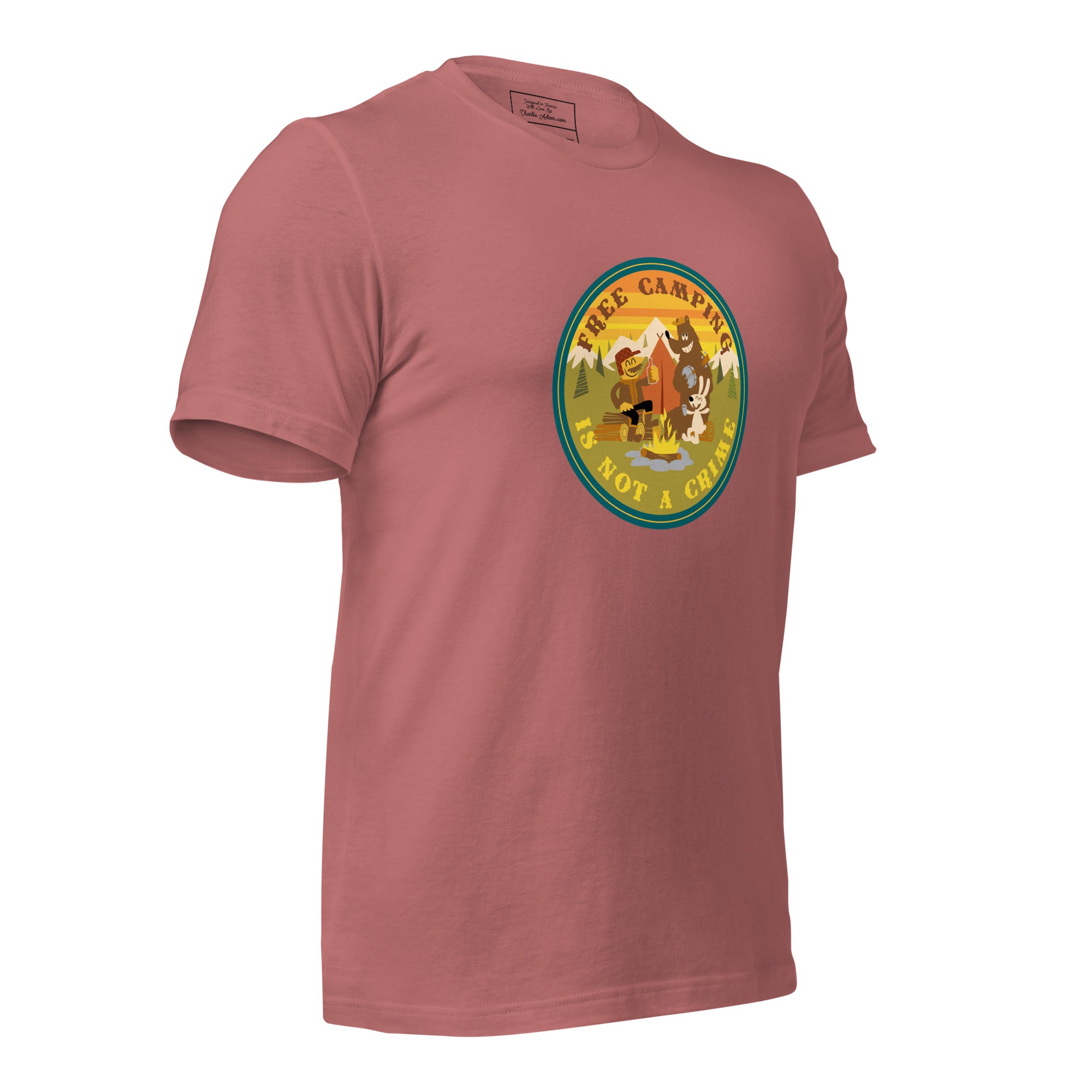Unisex cotton t-shirt Free Camping is not a Crime on bright colors
