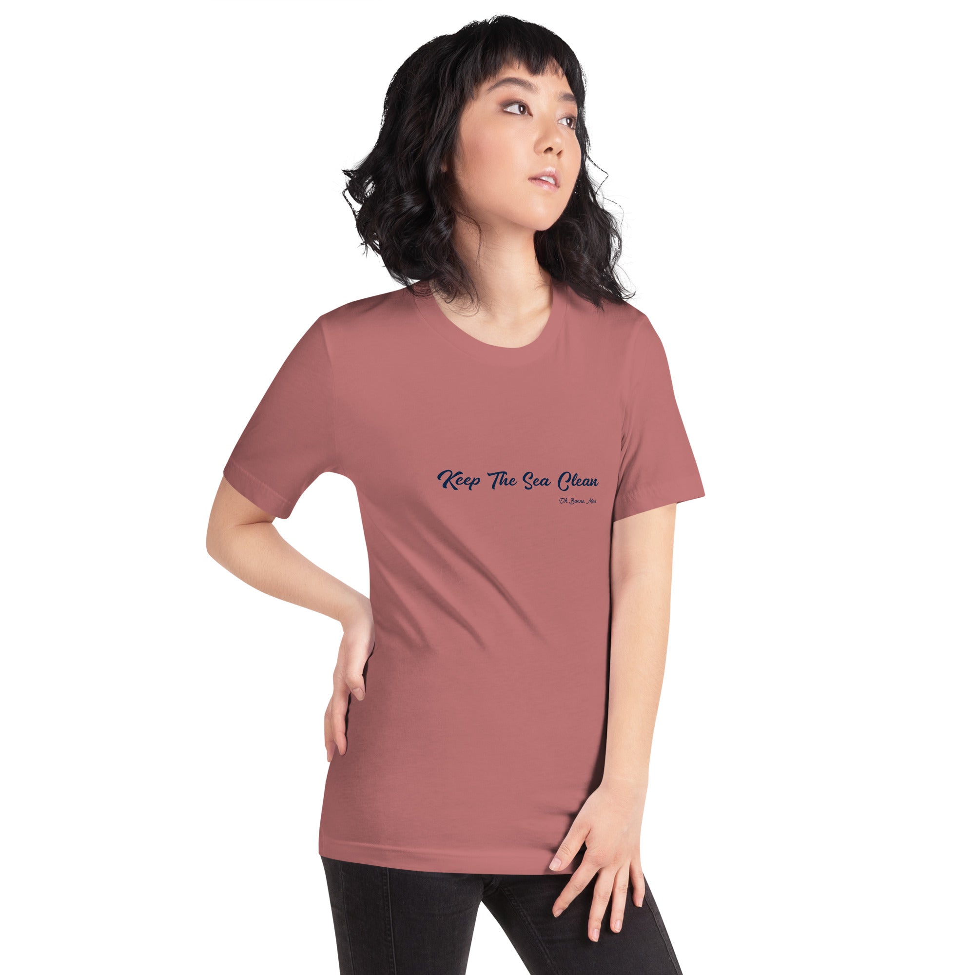 Unisex cotton t-shirt Keep The Sea Clean Navy on bright colors