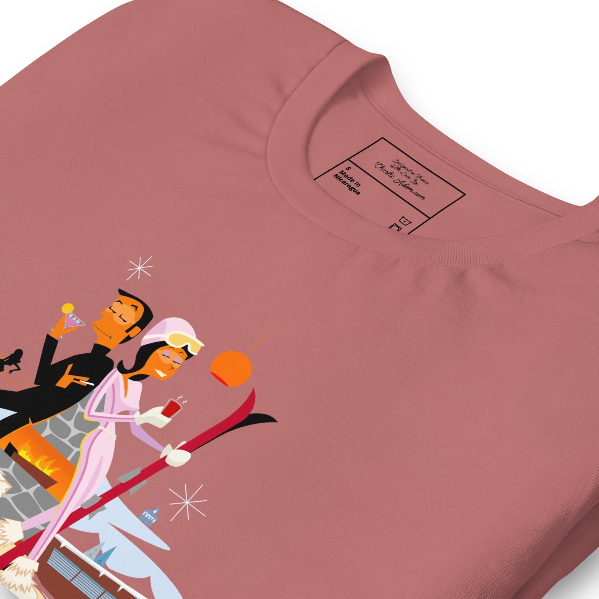 Unisex cotton t-shirt License to Chill Mission Après-Ski on bright colors