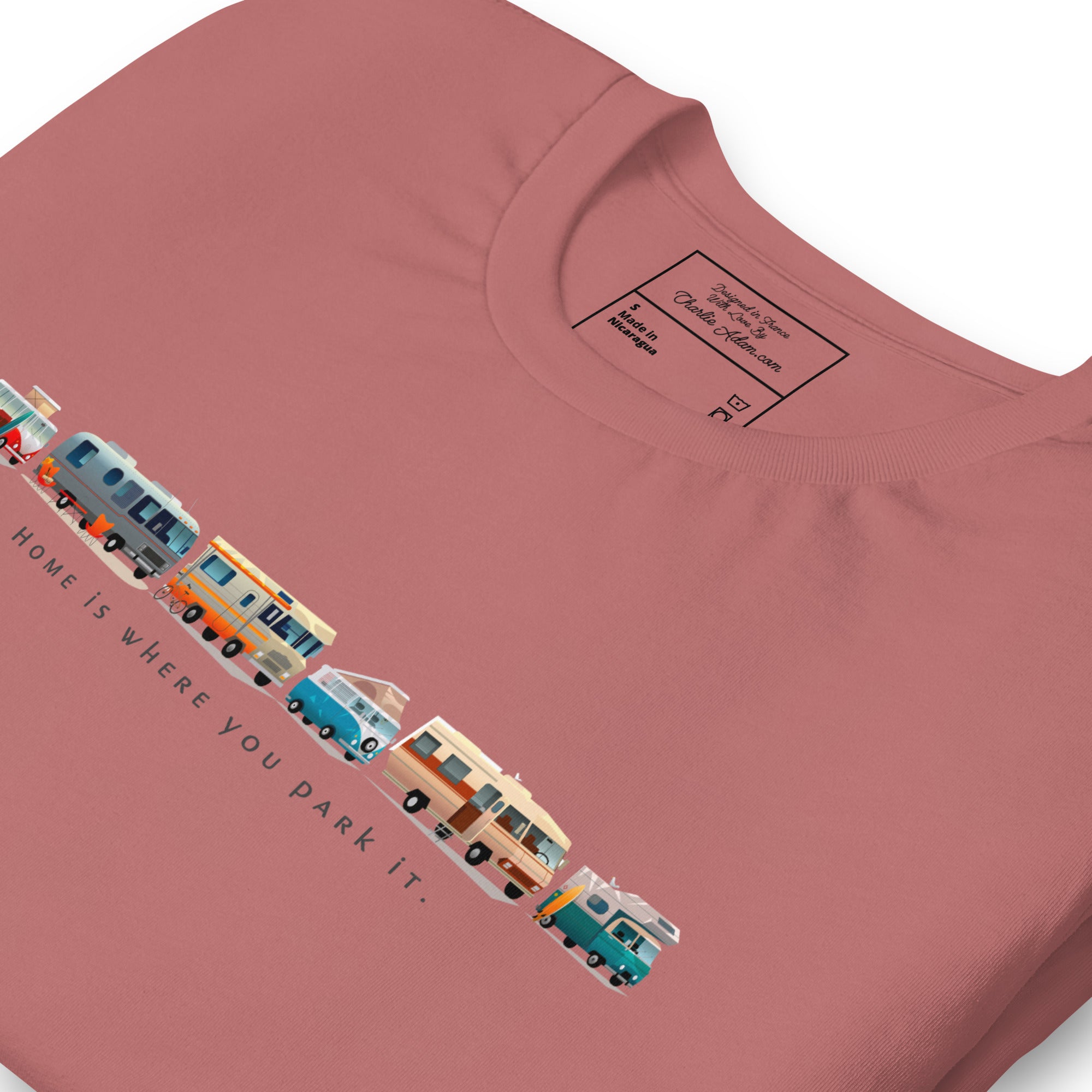 Unisex cotton t-shirt Vintage Campers on bright colors
