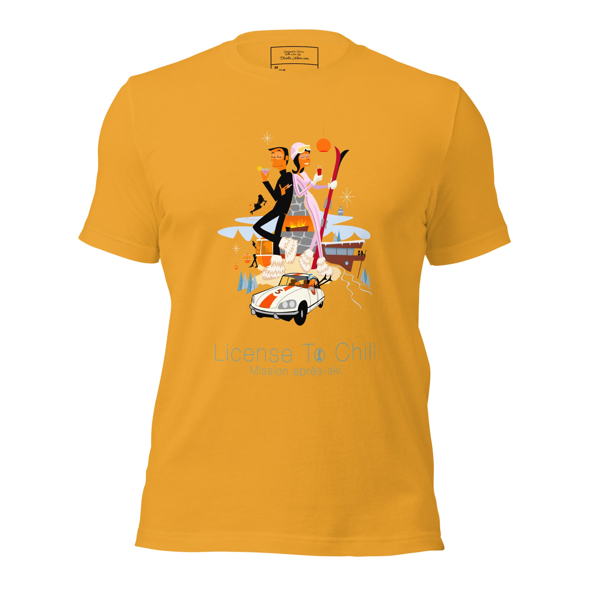 T-shirt en coton unisexe License To Chill Mission Après-Ski sur couleurs claires