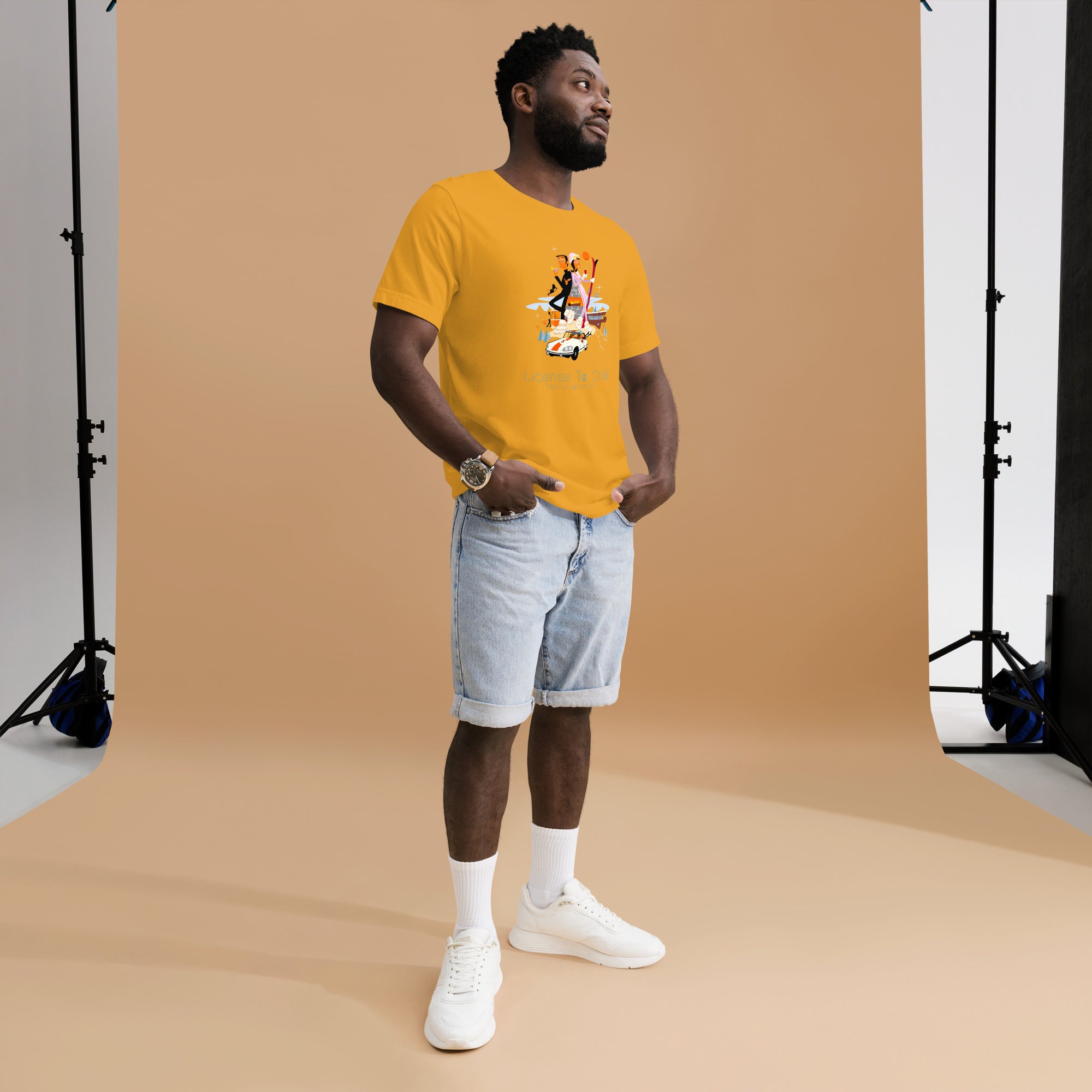 T-shirt en coton unisexe License To Chill Mission Après-Ski sur couleurs claires