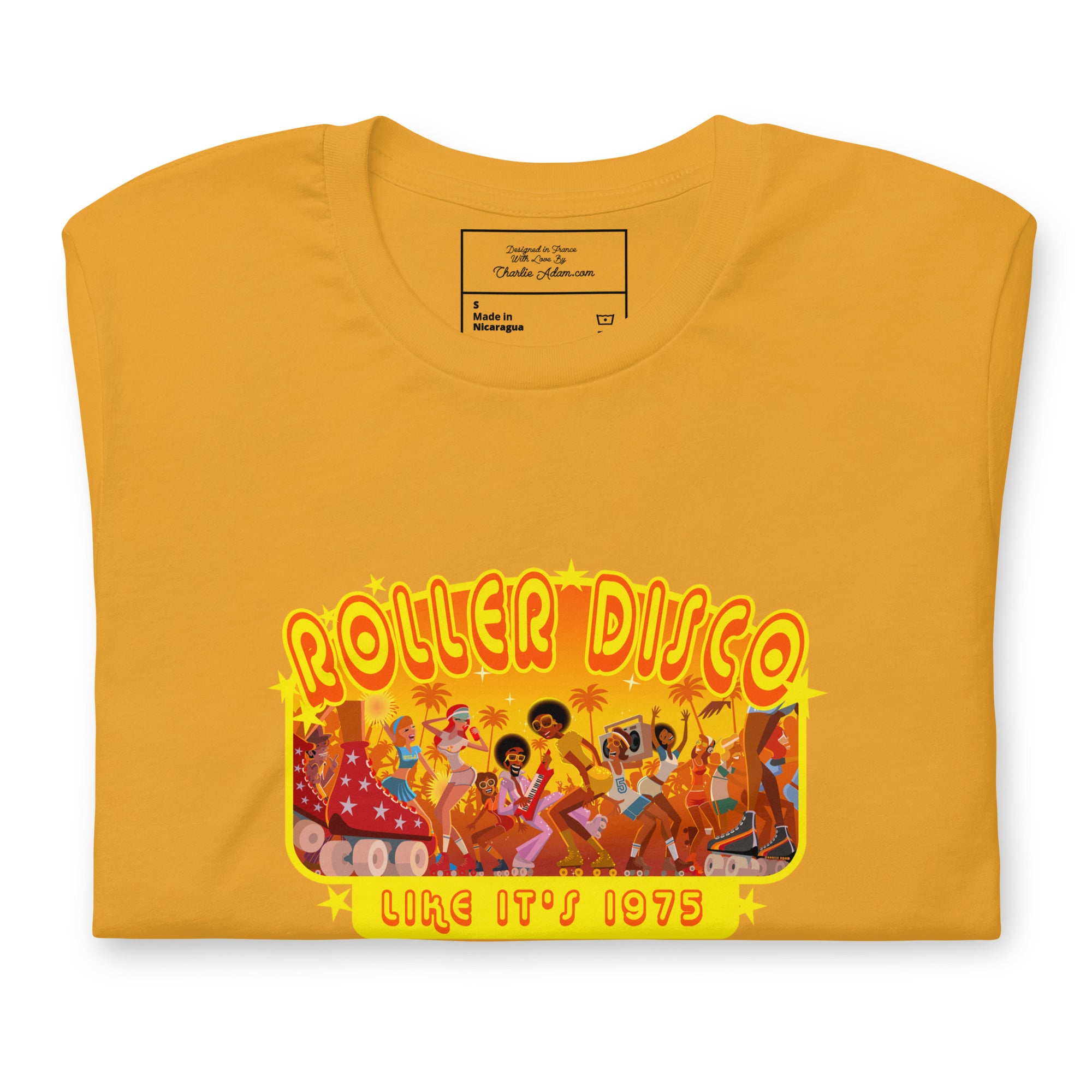 T-shirt en coton unisexe Roller Disco 1975 sur couleurs vives