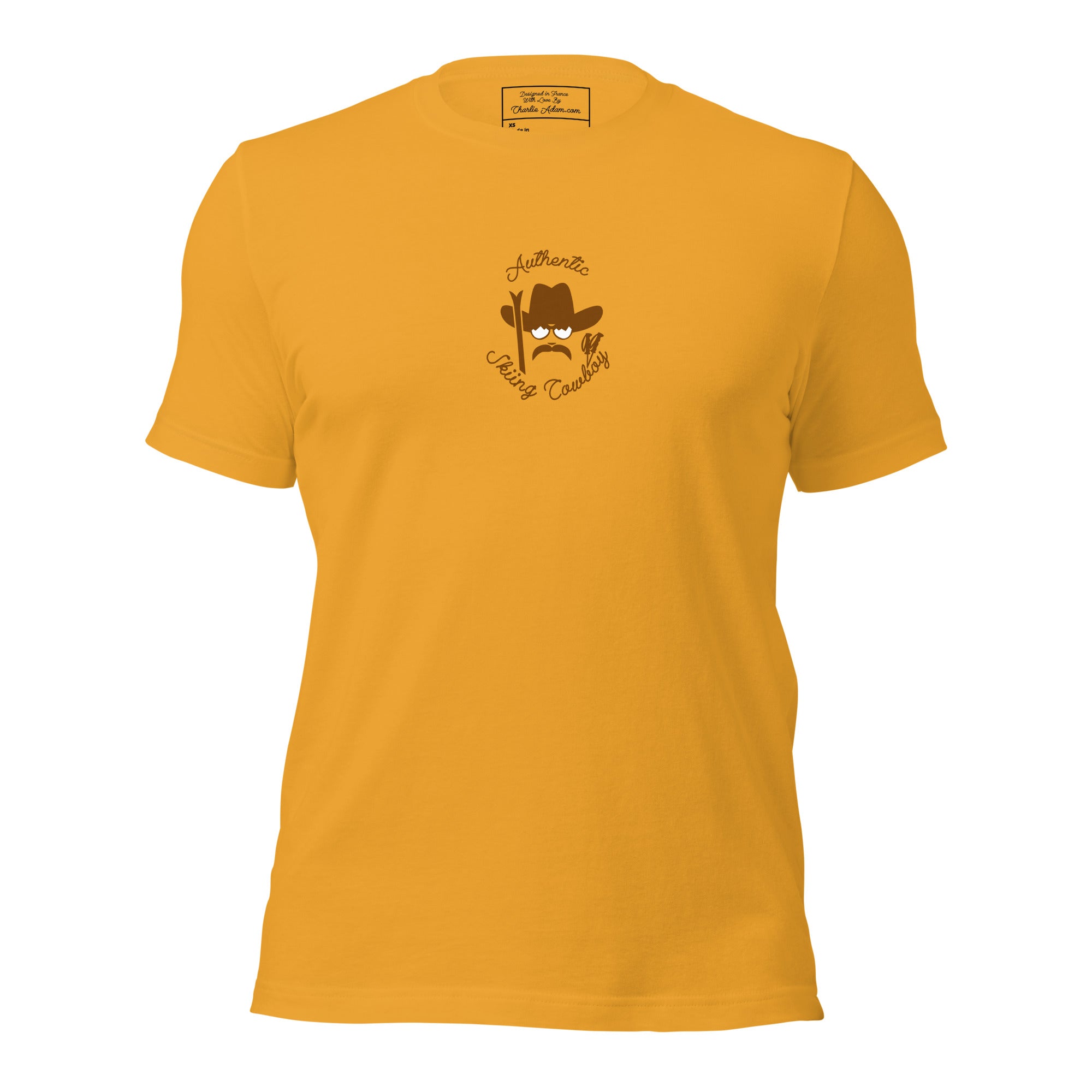 Unisex cotton t-shirt Authentic Skiing Cowboy on bright colors