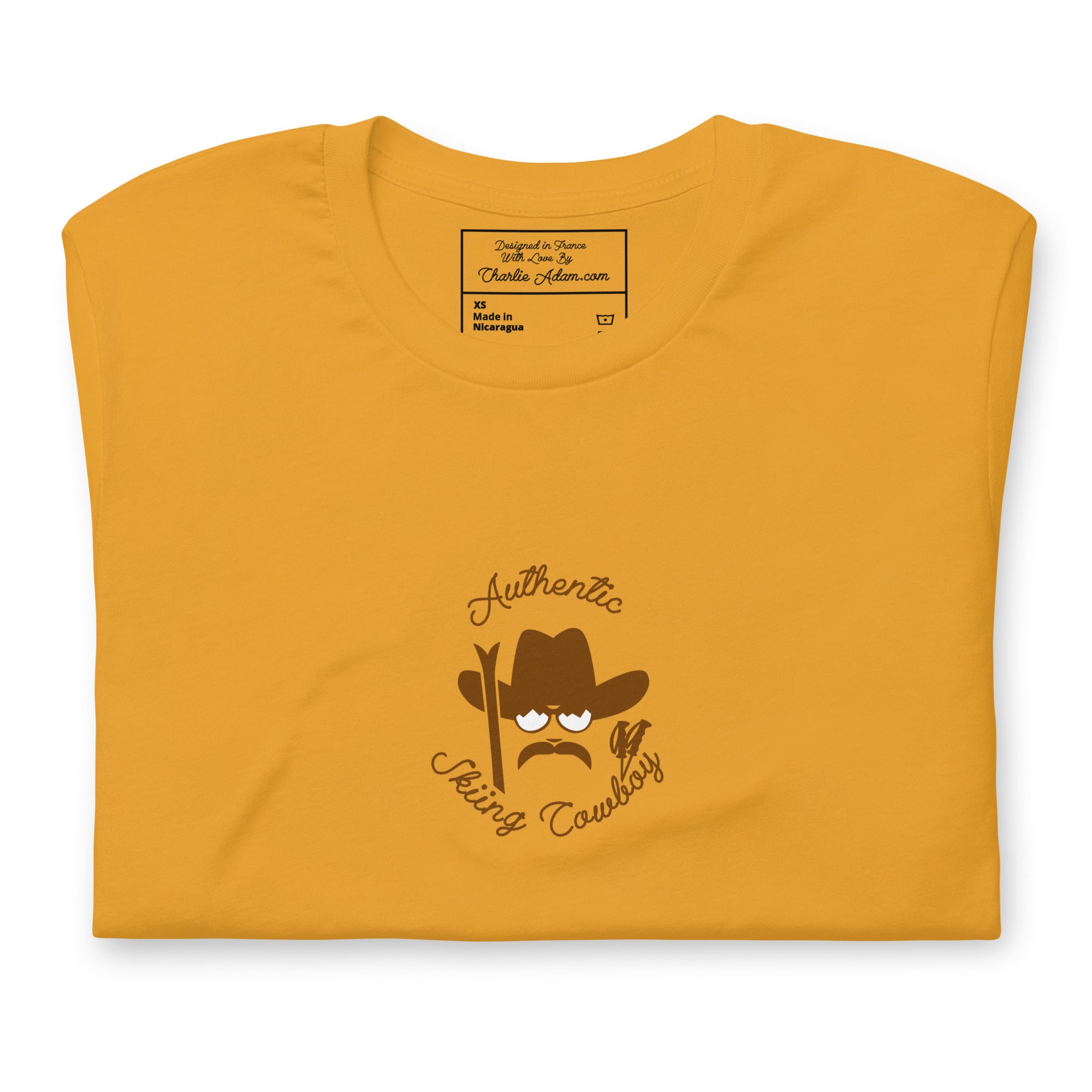 Unisex cotton t-shirt Authentic Skiing Cowboy on bright colors
