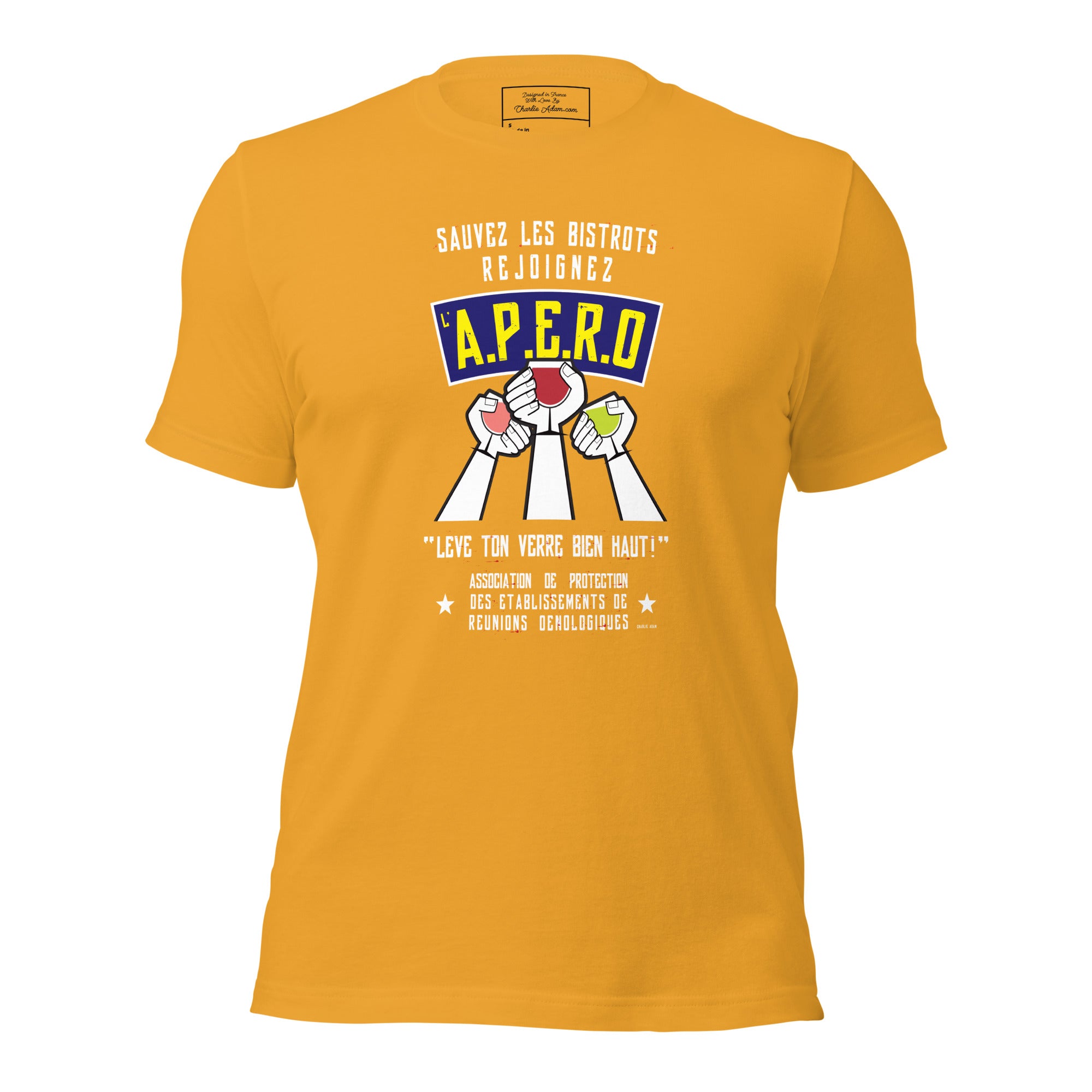 Unisex t-shirt Sauvez les Bistrots, rejoignez l'Apéro on bright colors