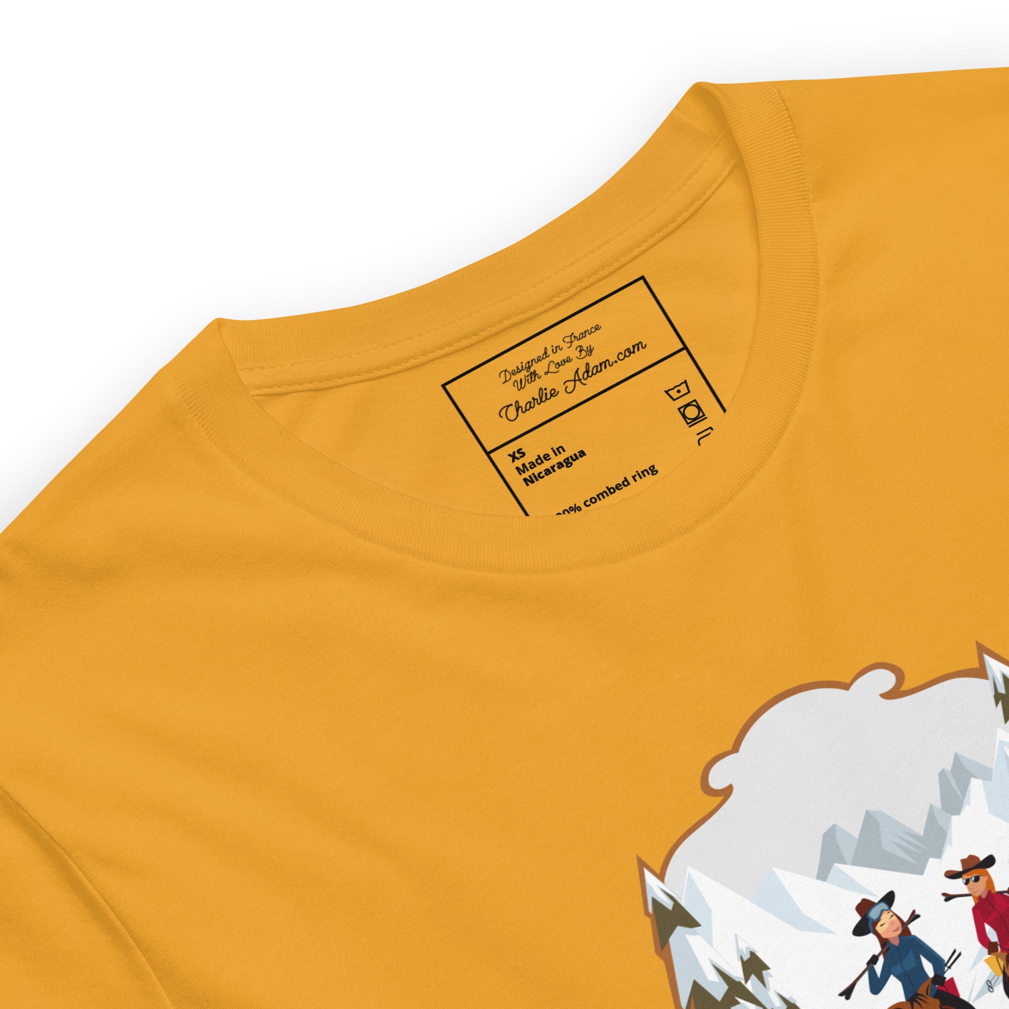 T-shirt en coton unisexe The Skiing Cowgirl sur couleurs vives