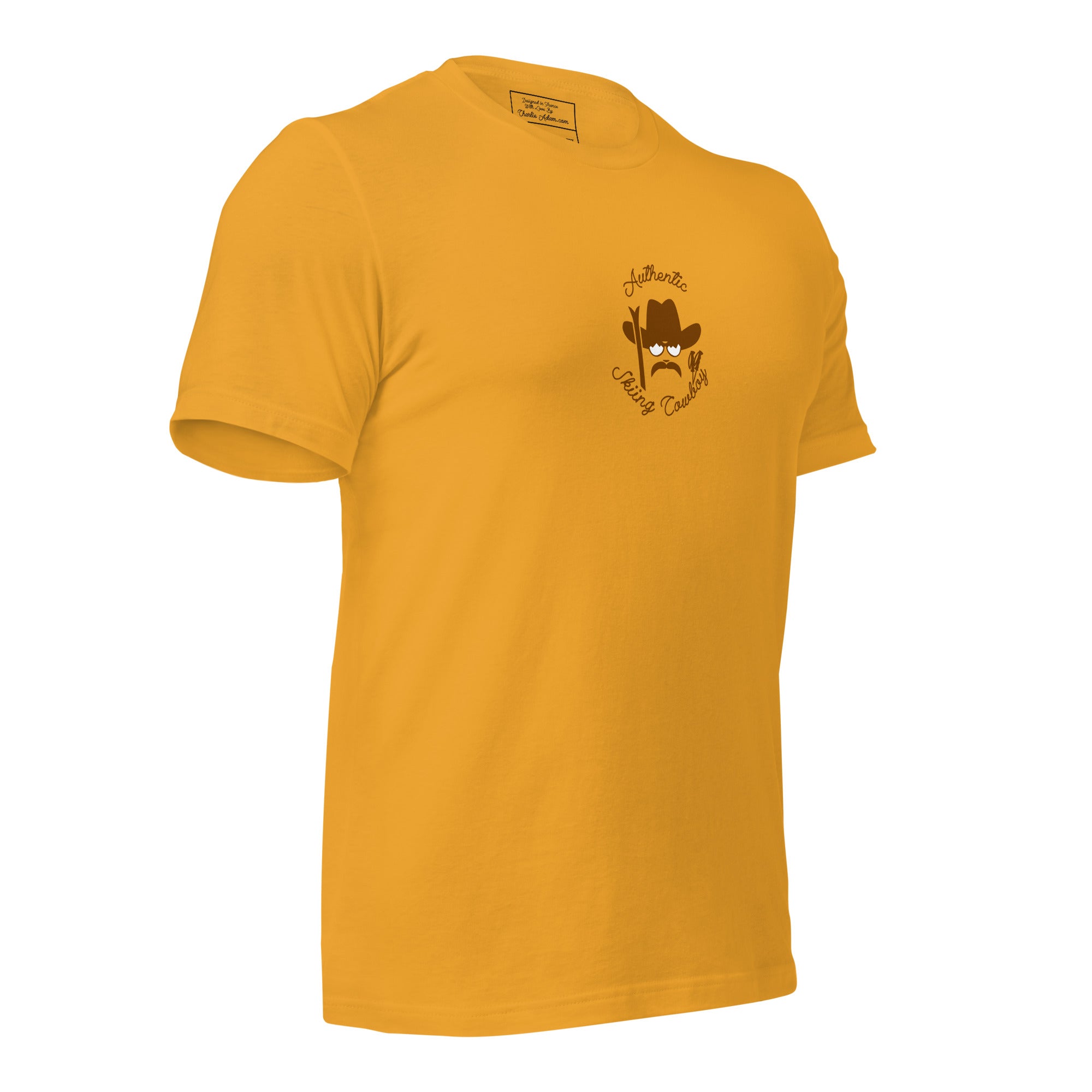 Unisex cotton t-shirt Authentic Skiing Cowboy on bright colors