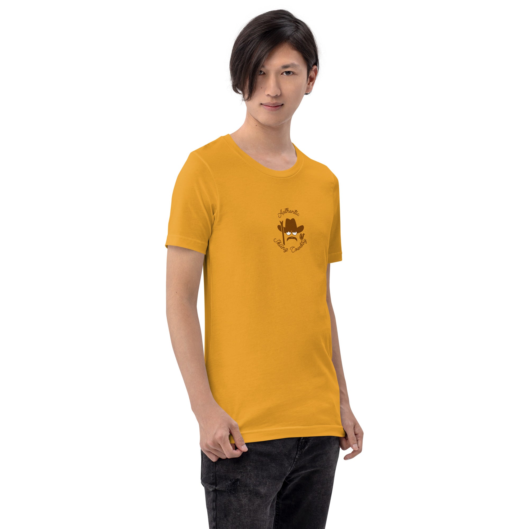 Unisex cotton t-shirt Authentic Skiing Cowboy on bright colors