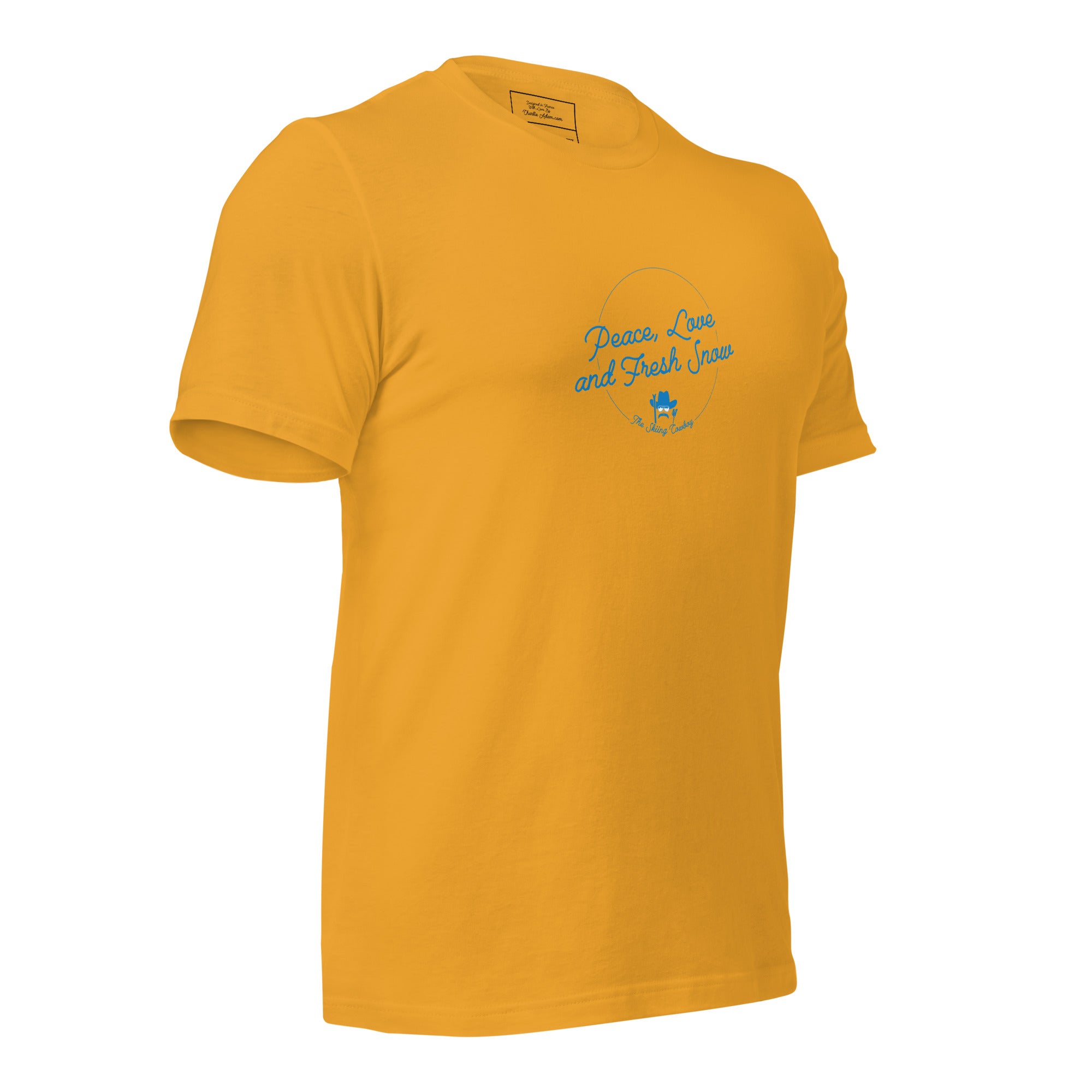 T-shirt en coton unisexe Peace, Love and Fresh Snow sur couleurs vives