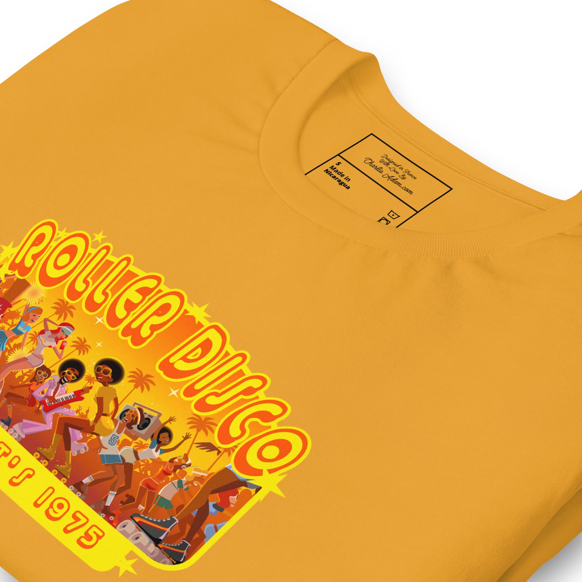 T-shirt en coton unisexe Roller Disco 1975 sur couleurs vives