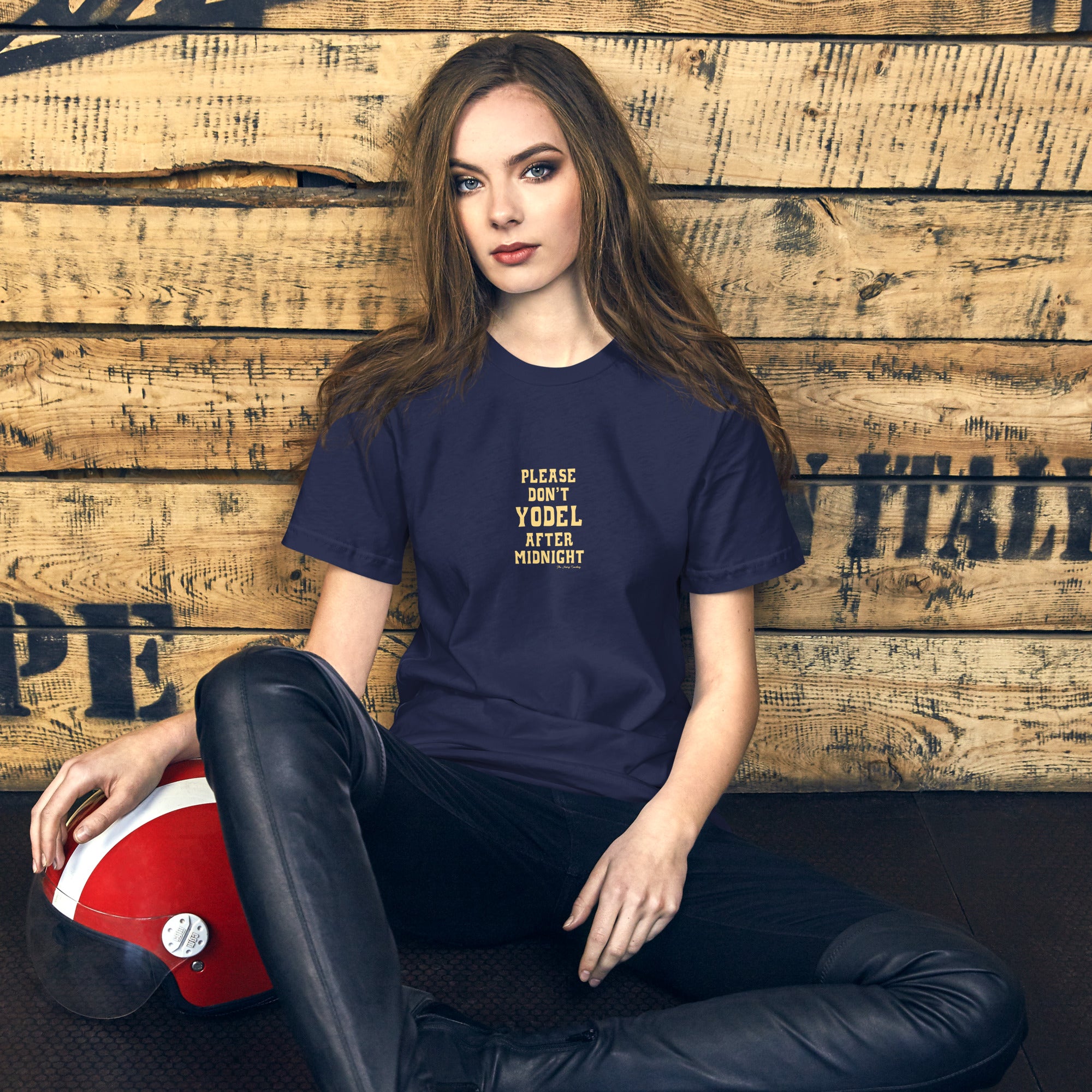 T-shirt en coton unisexe Don't Yodel After Midnight texte clair