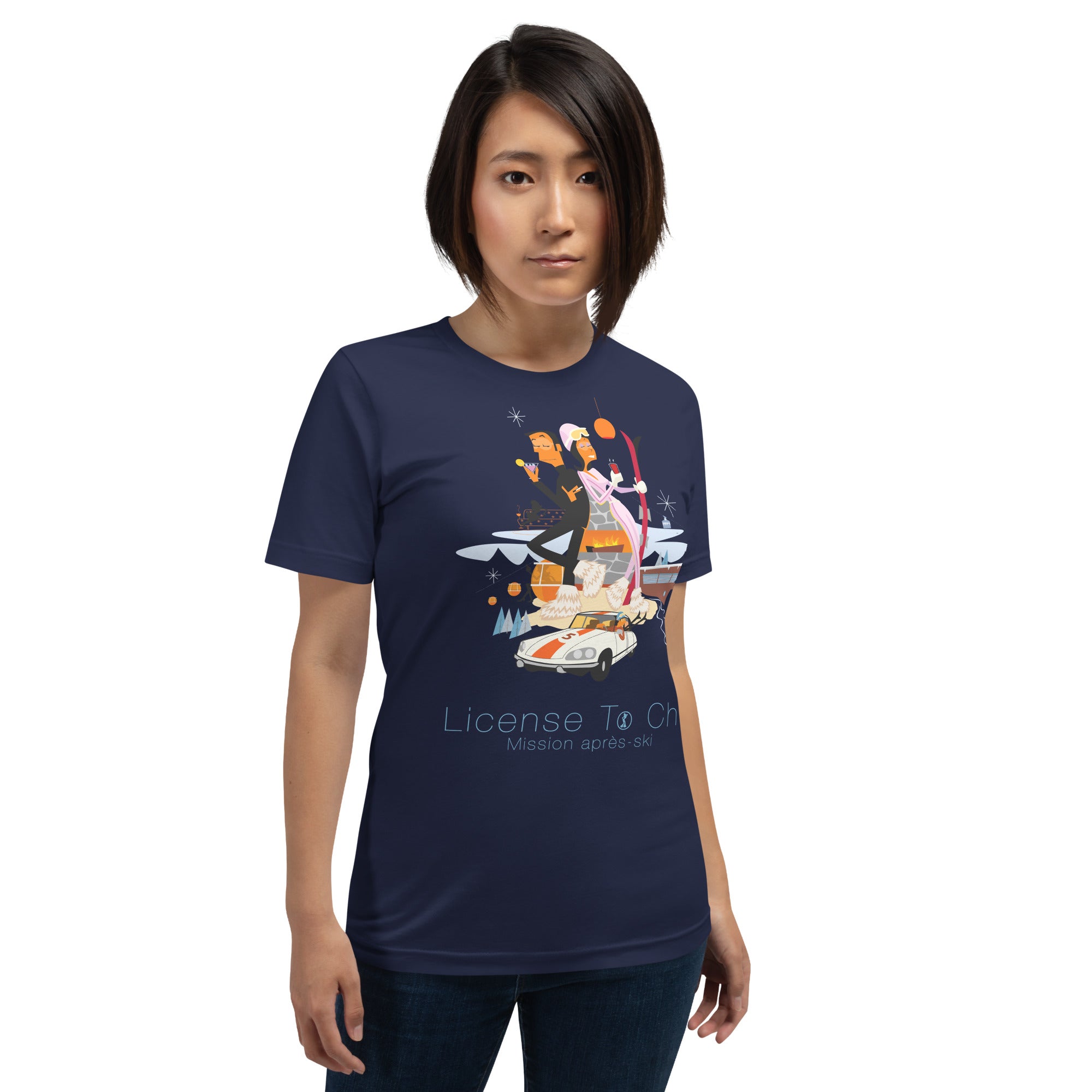 T-shirt en coton unisexe License To Chill Mission Après-Ski sur couleurs foncées