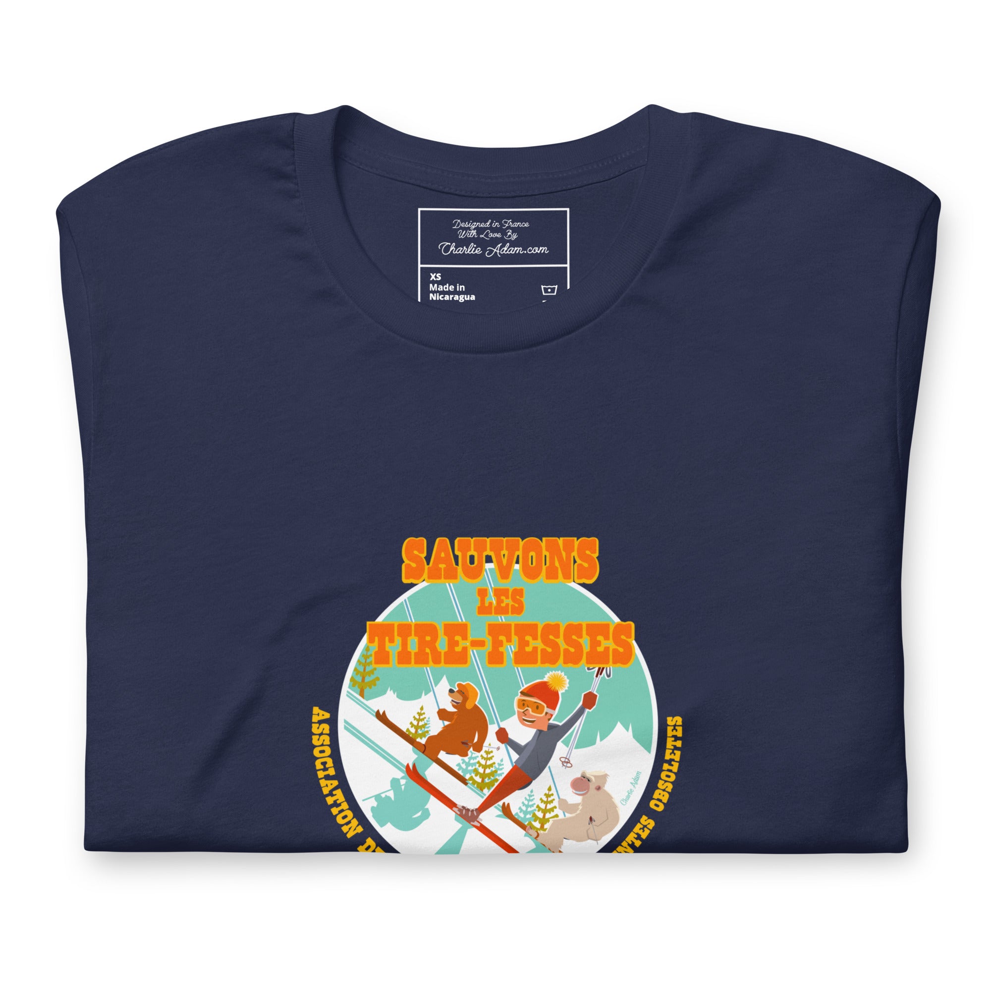 T-shirt en coton unisexe Sauvons les Tires-fesses sur couleurs foncées
