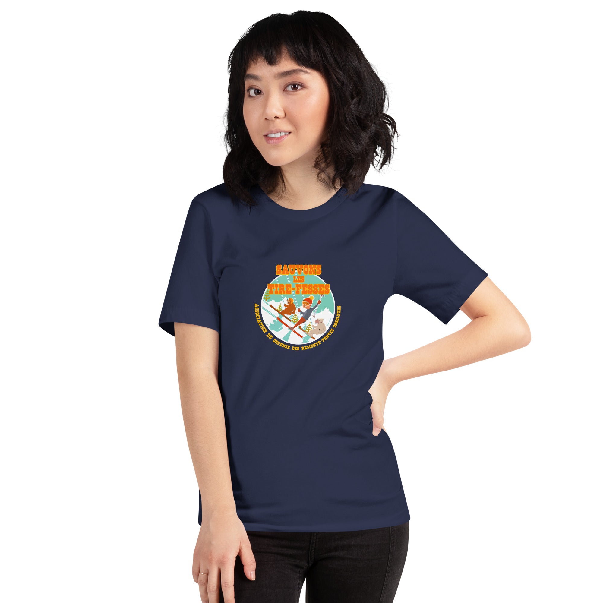 T-shirt en coton unisexe Sauvons les Tires-fesses sur couleurs foncées
