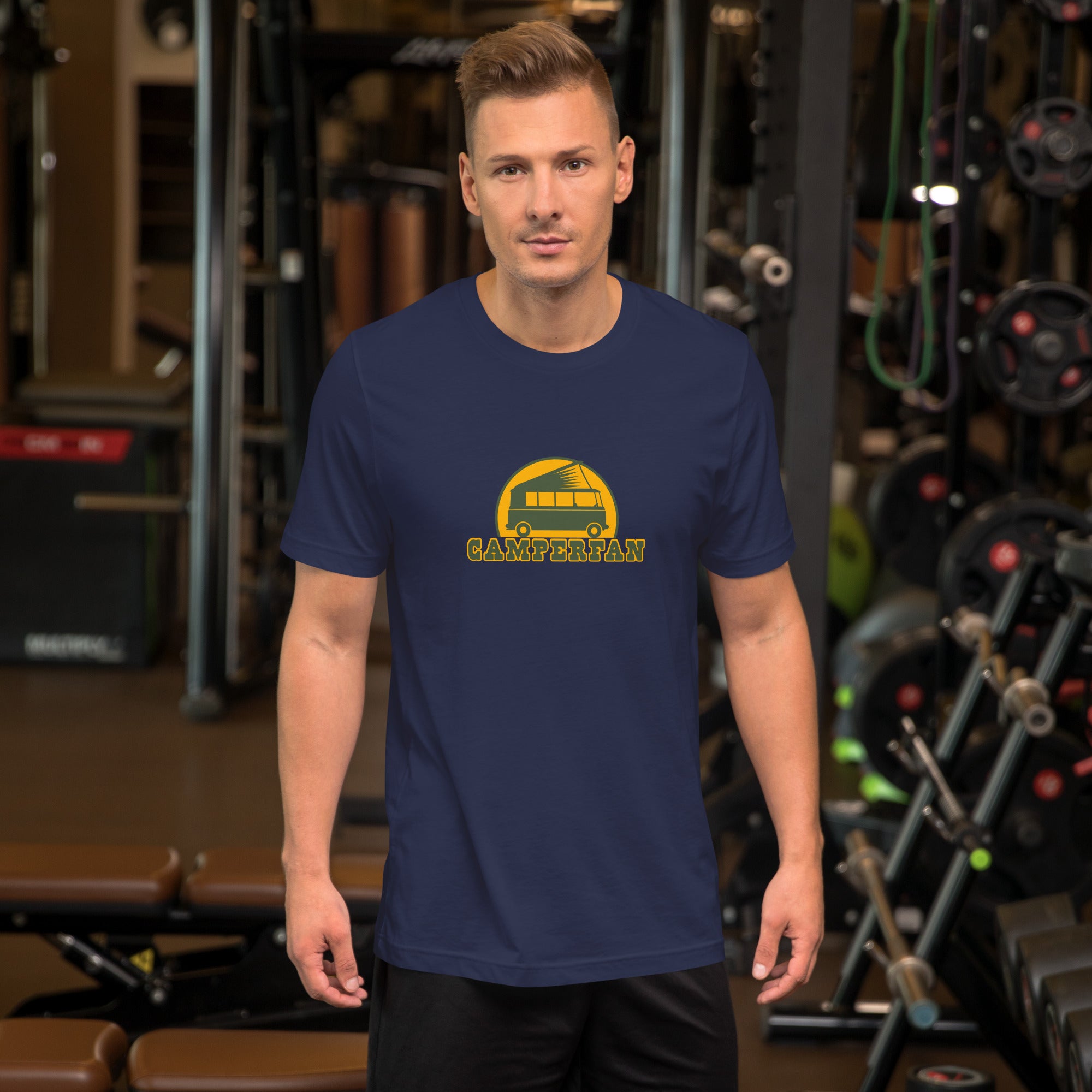 Unisex cotton t-shirt Camperfan on dark colors
