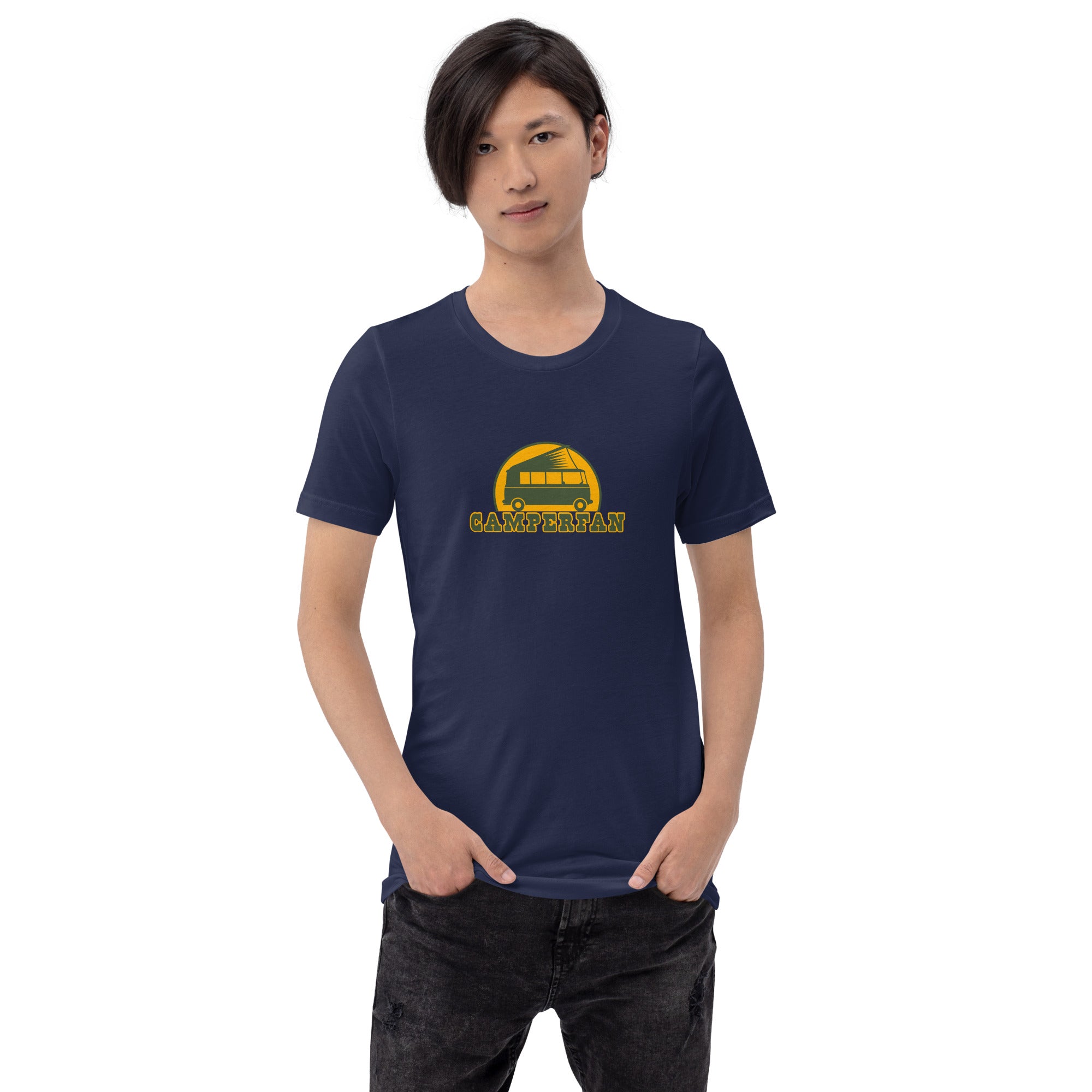 Unisex cotton t-shirt Camperfan on dark colors
