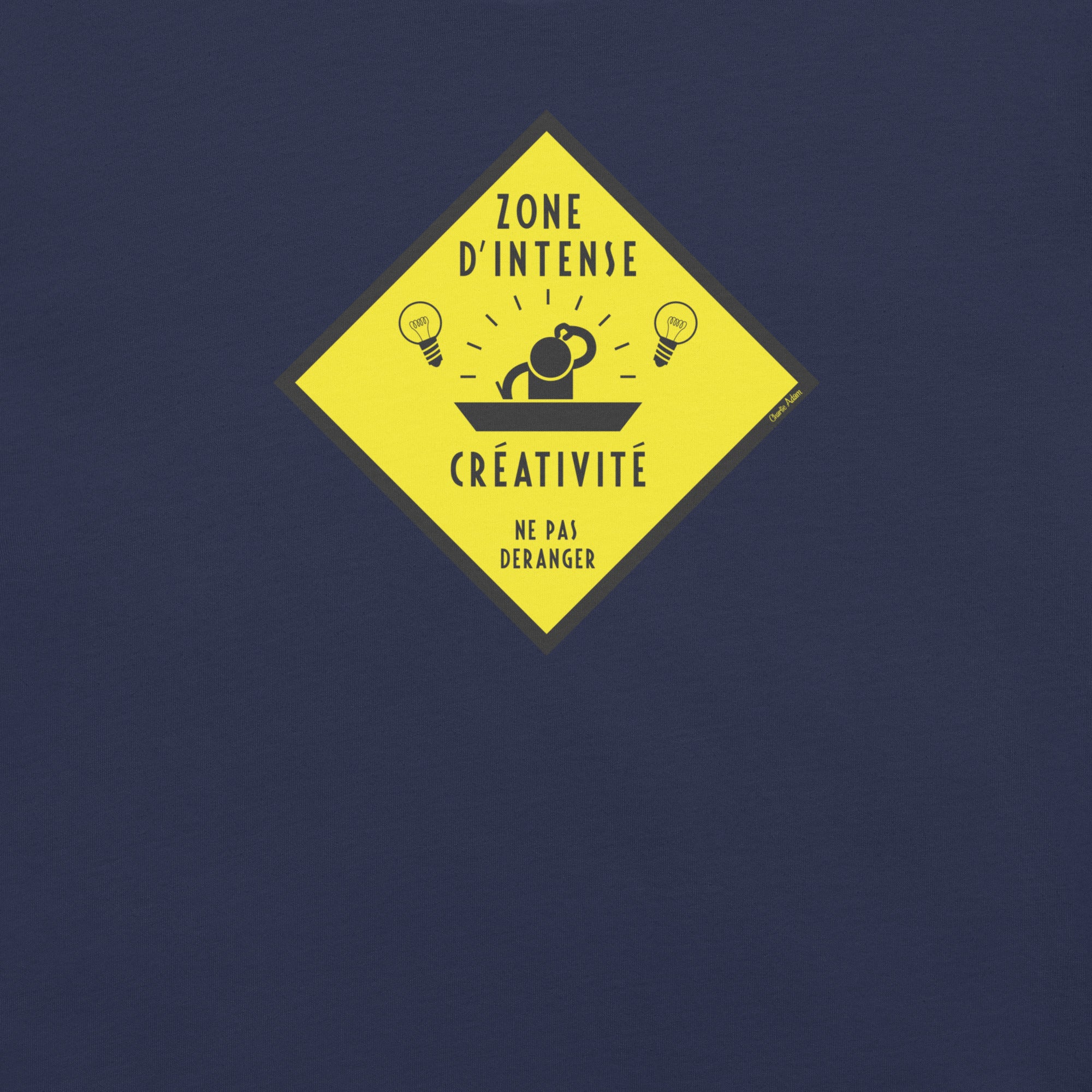 Unisex cotton t-shirt Zone d'intense créativité, Ne pas déranger on dark colors