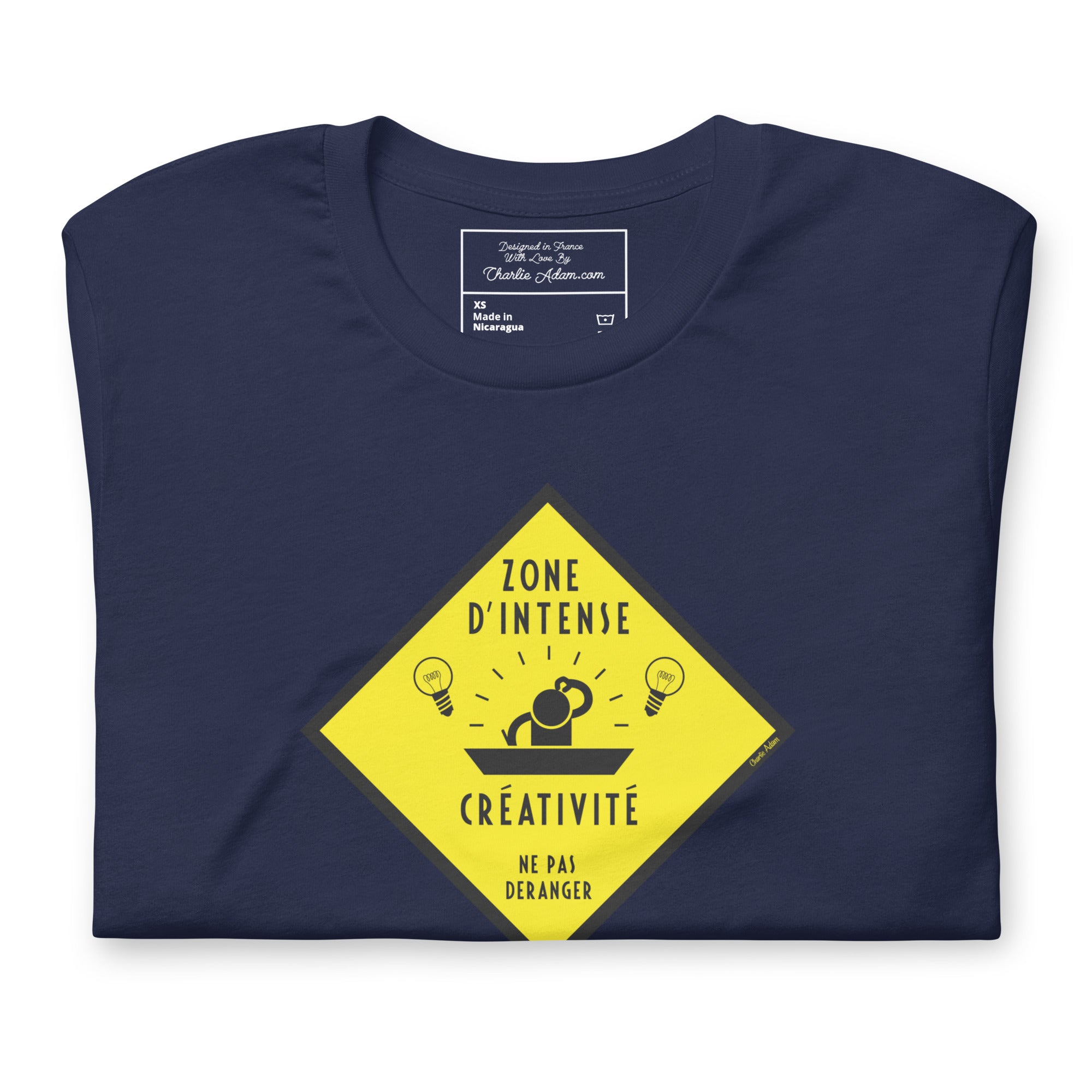 Unisex cotton t-shirt Zone d'intense créativité, Ne pas déranger on dark colors