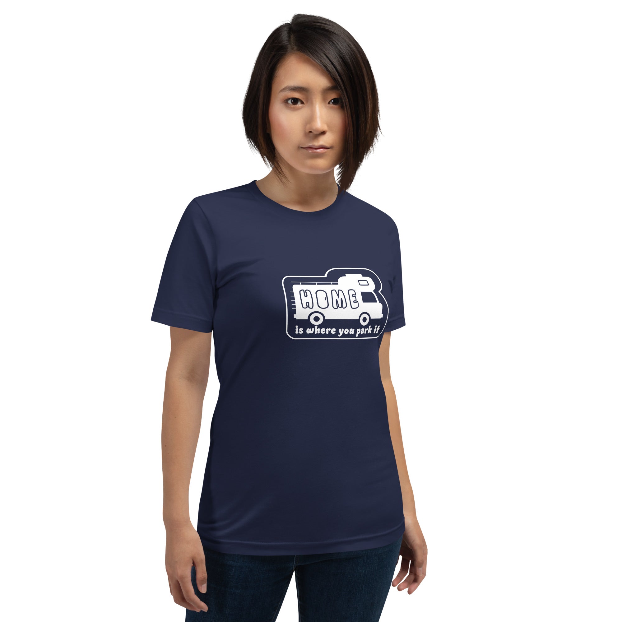 Unisex cotton t-shirt Bold Camper Van on dark colors