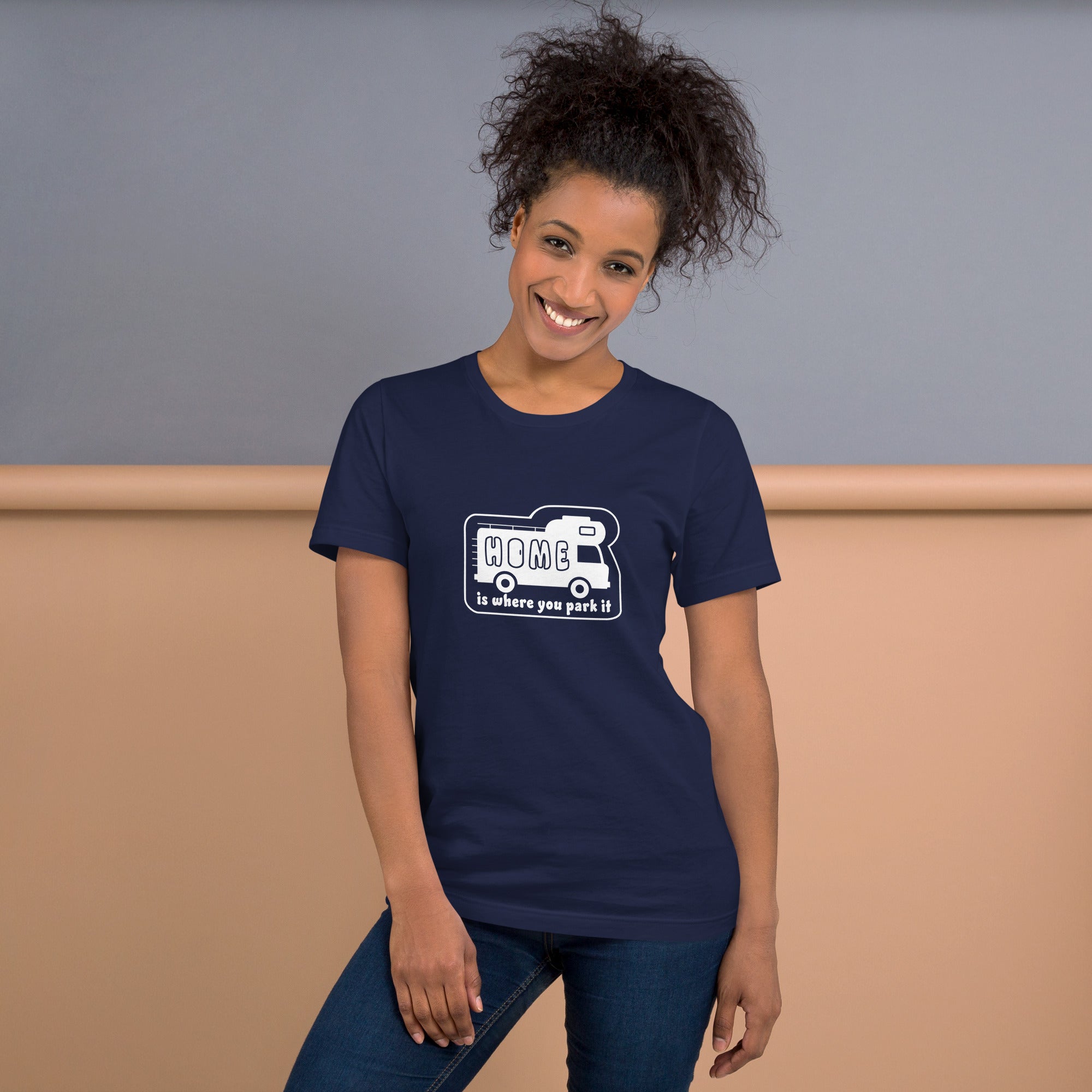 Unisex cotton t-shirt Bold Camper Van on dark colors