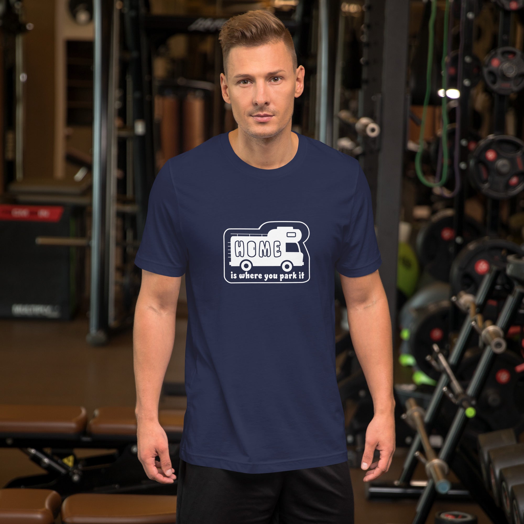 Unisex cotton t-shirt Bold Camper Van on dark colors