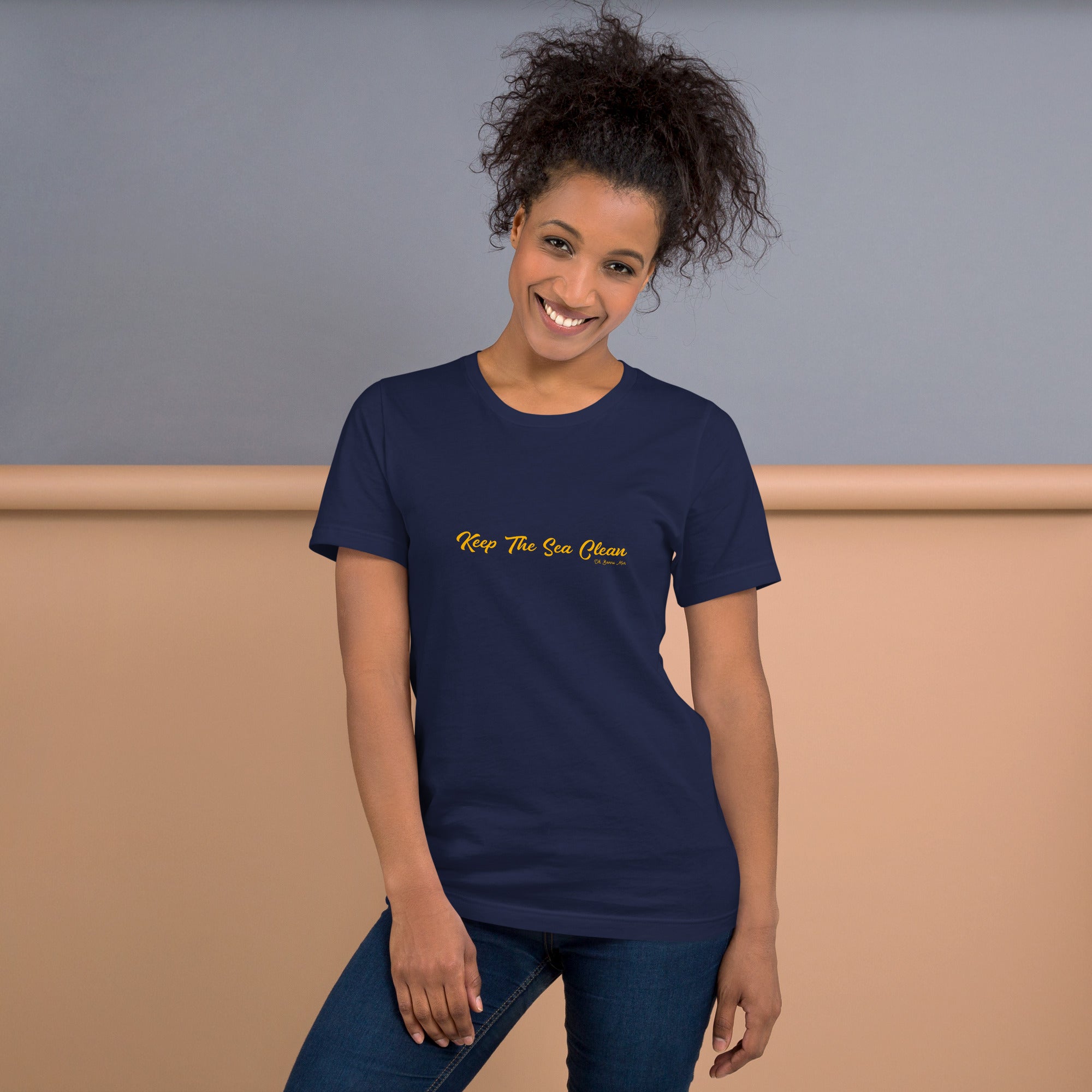 Unisex cotton t-shirt Keep The Sea Clean Gold on dark colors