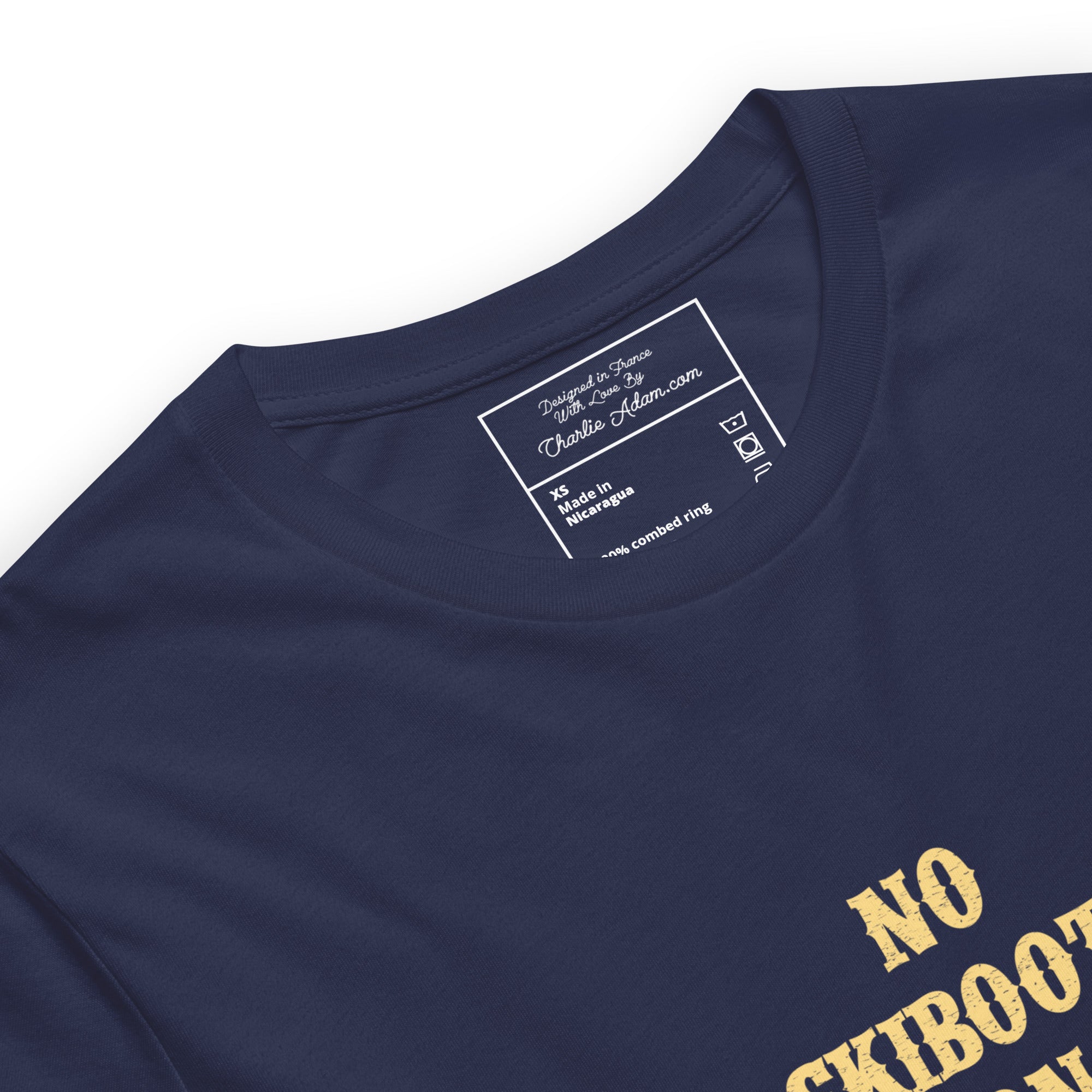 T-shirt en coton unisexe No Skiboots on Dancefloor sur couleurs foncées