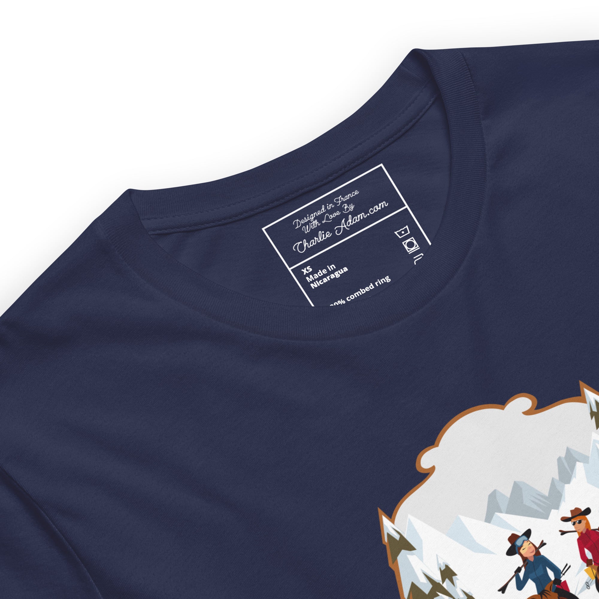 T-shirt en coton unisexe The Skiing Cowgirl sur couleurs foncées