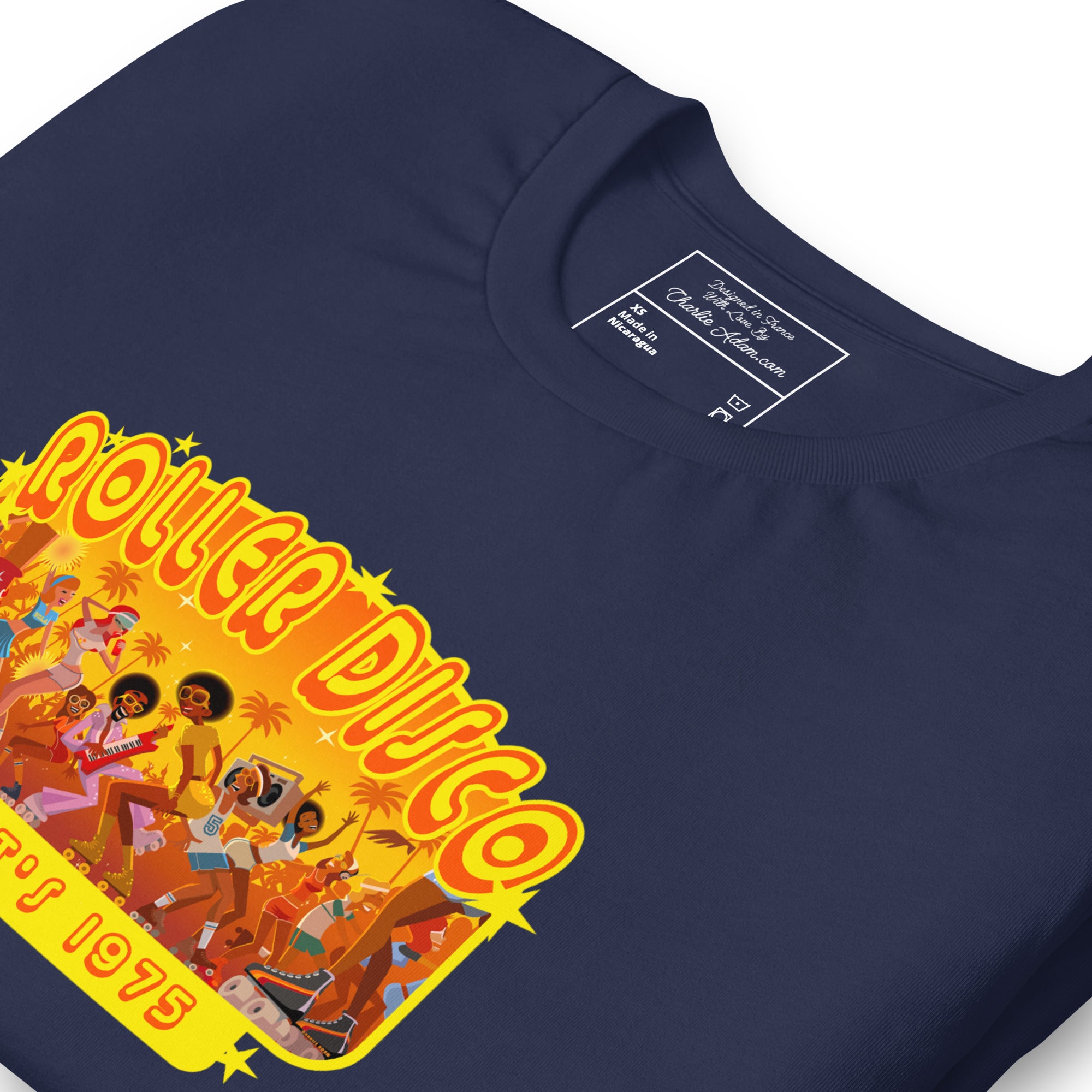 T-shirt en coton unisexe Roller Disco 1975 sur couleurs foncées