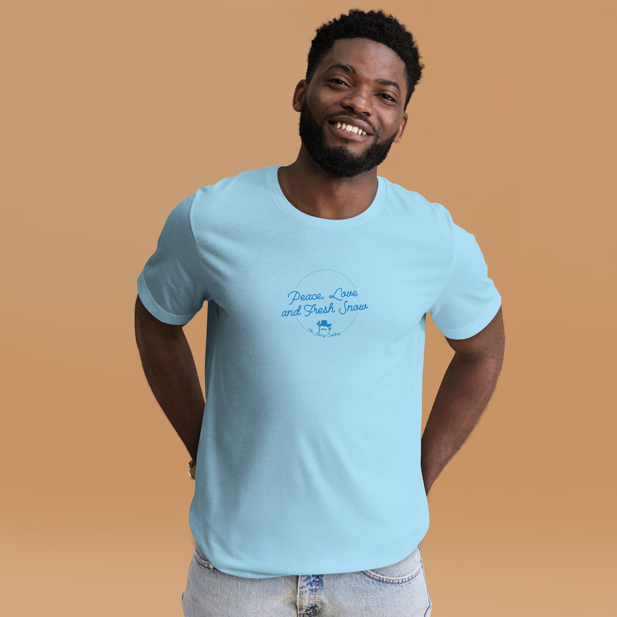 T-shirt en coton unisexe Peace, Love and Fresh Snow sur couleurs vives