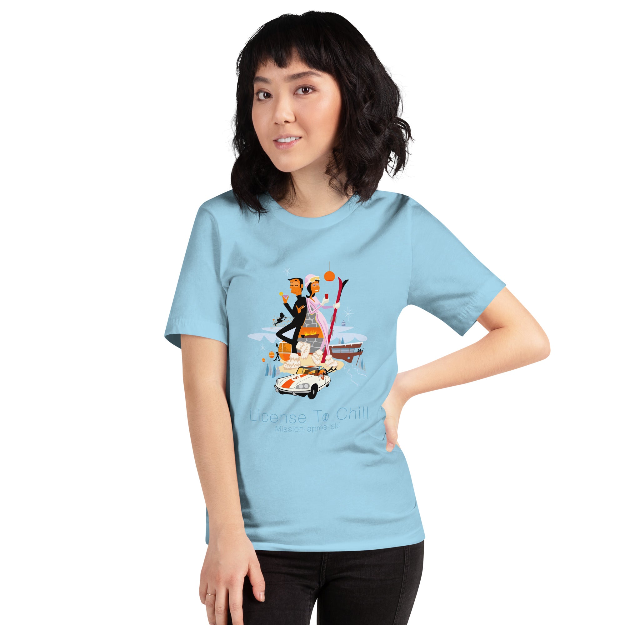 T-shirt en coton unisexe License To Chill Mission Après-Ski sur couleurs claires