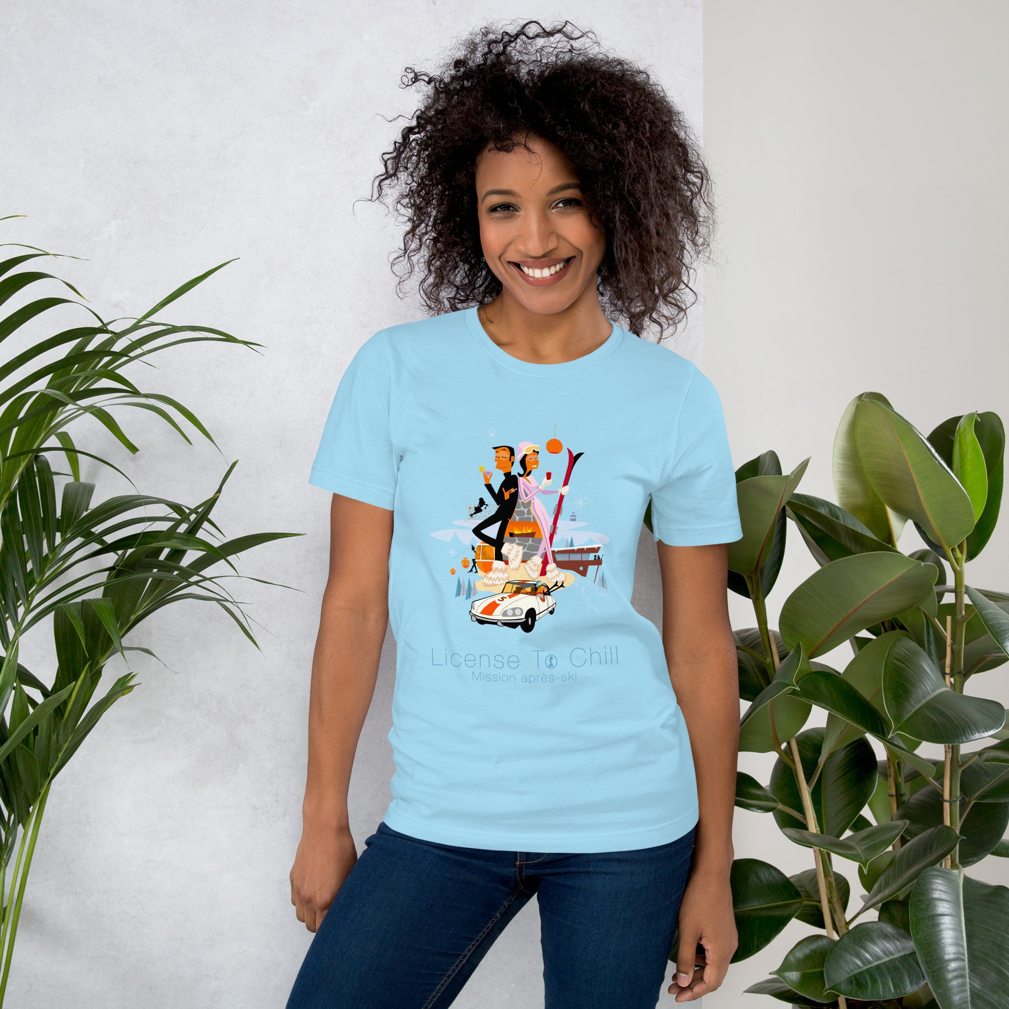 T-shirt en coton unisexe License To Chill Mission Après-Ski sur couleurs claires
