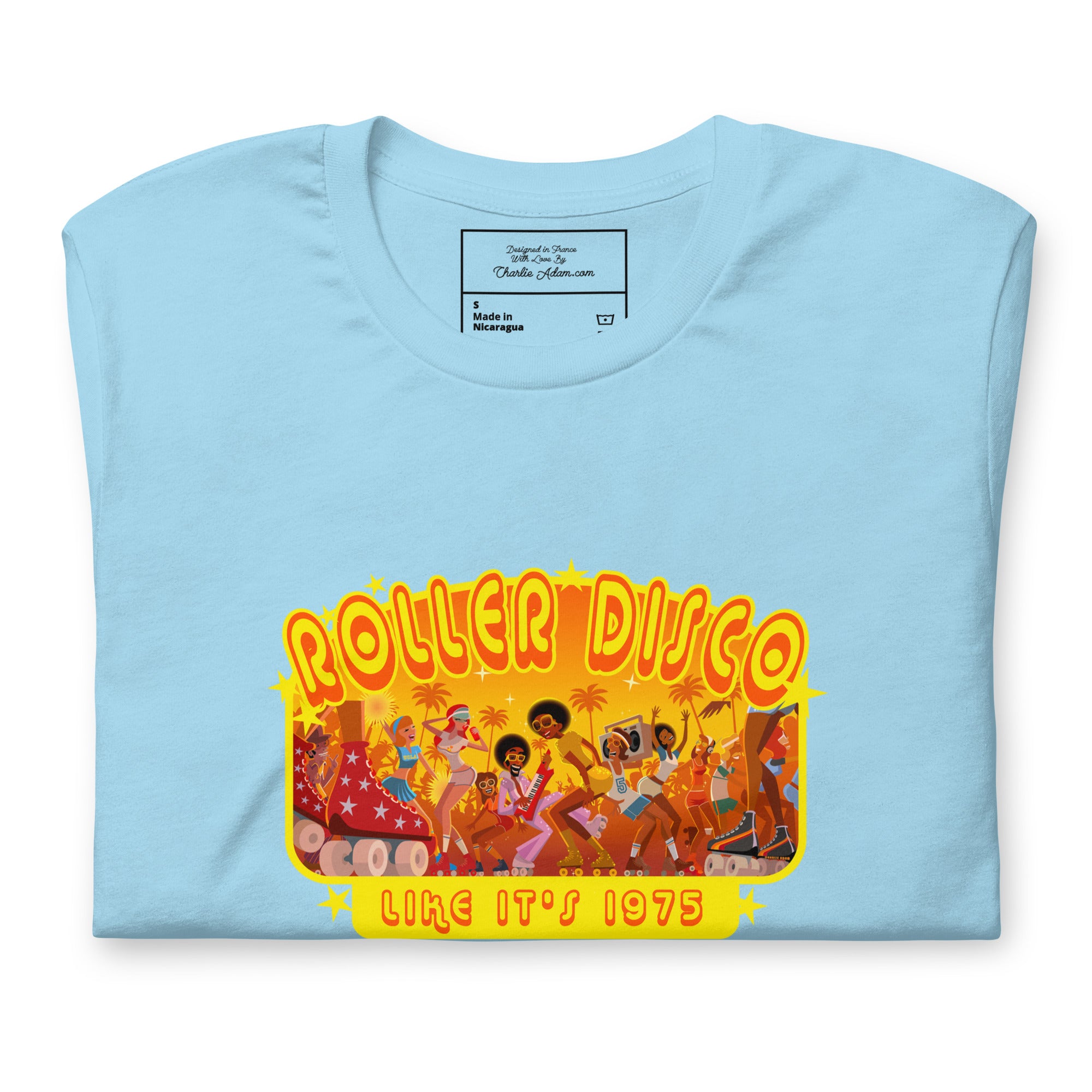 T-shirt en coton unisexe Roller Disco 1975 sur couleurs claires