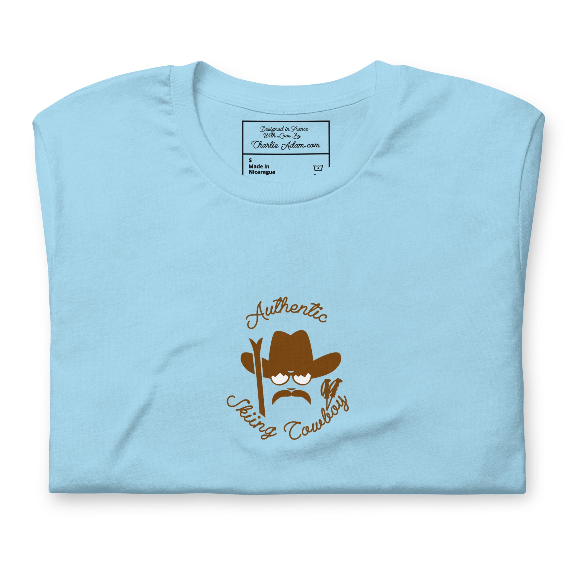 Unisex cotton t-shirt Authentic Skiing Cowboy on bright colors