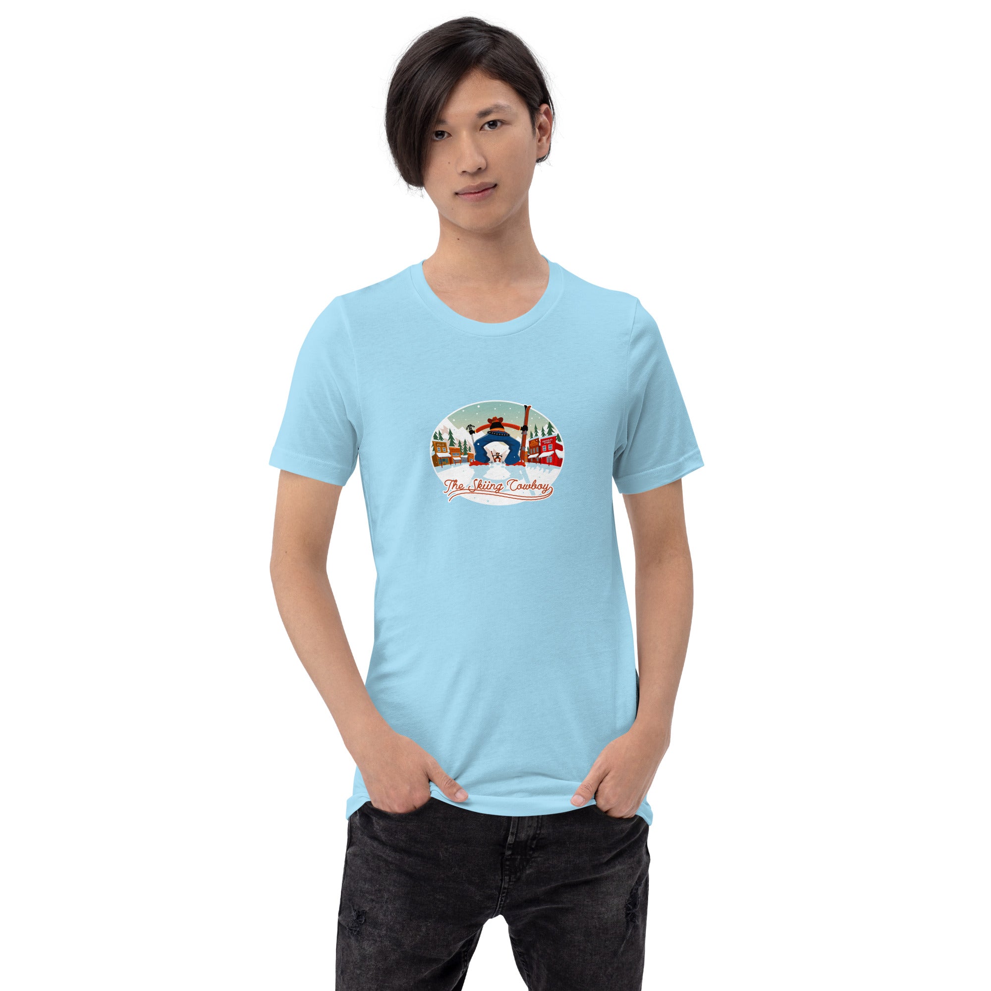 T-shirt en coton unisexe Ski Fight at OK Corral sur couleurs vives