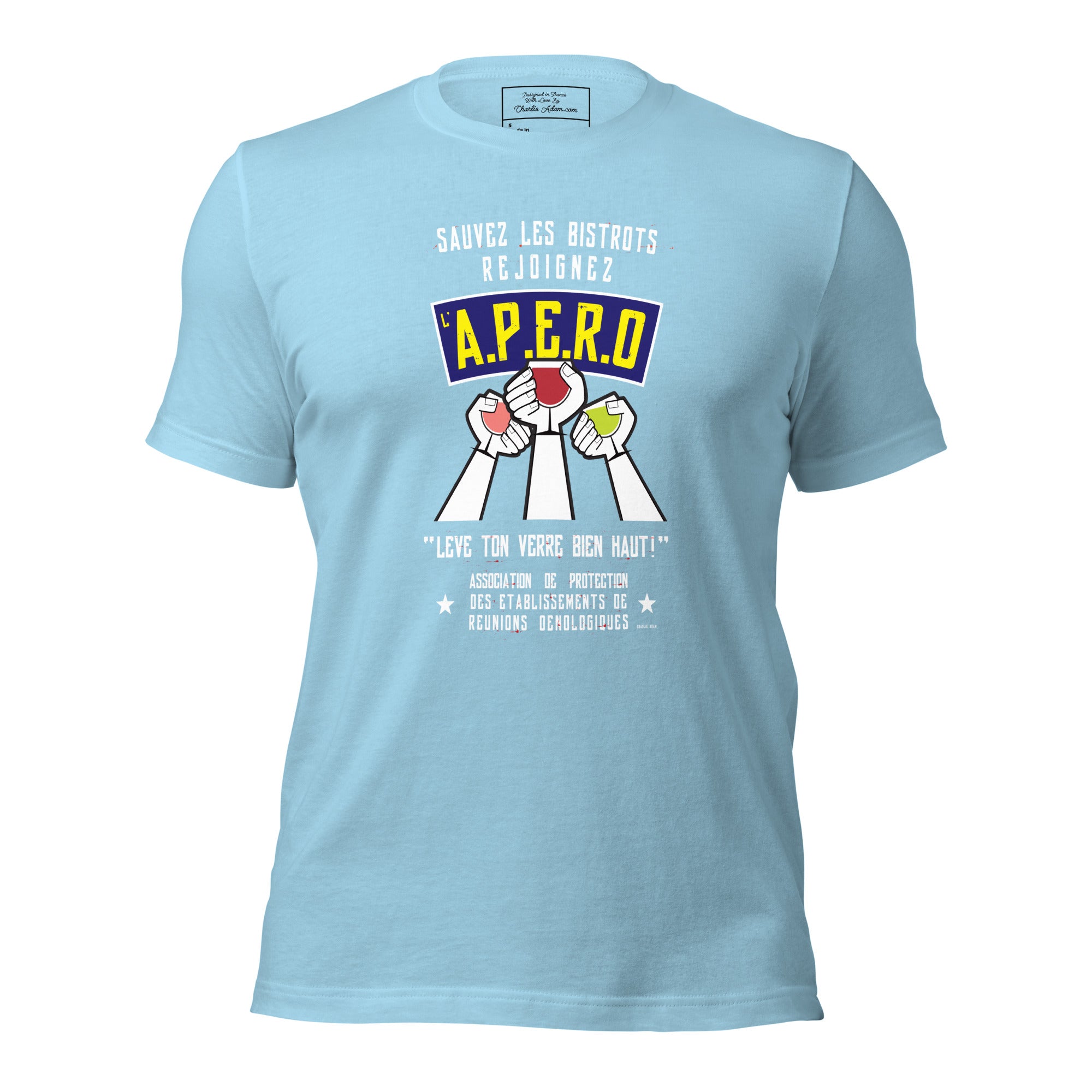 Unisex t-shirt Sauvez les Bistrots, rejoignez l'Apéro on bright colors
