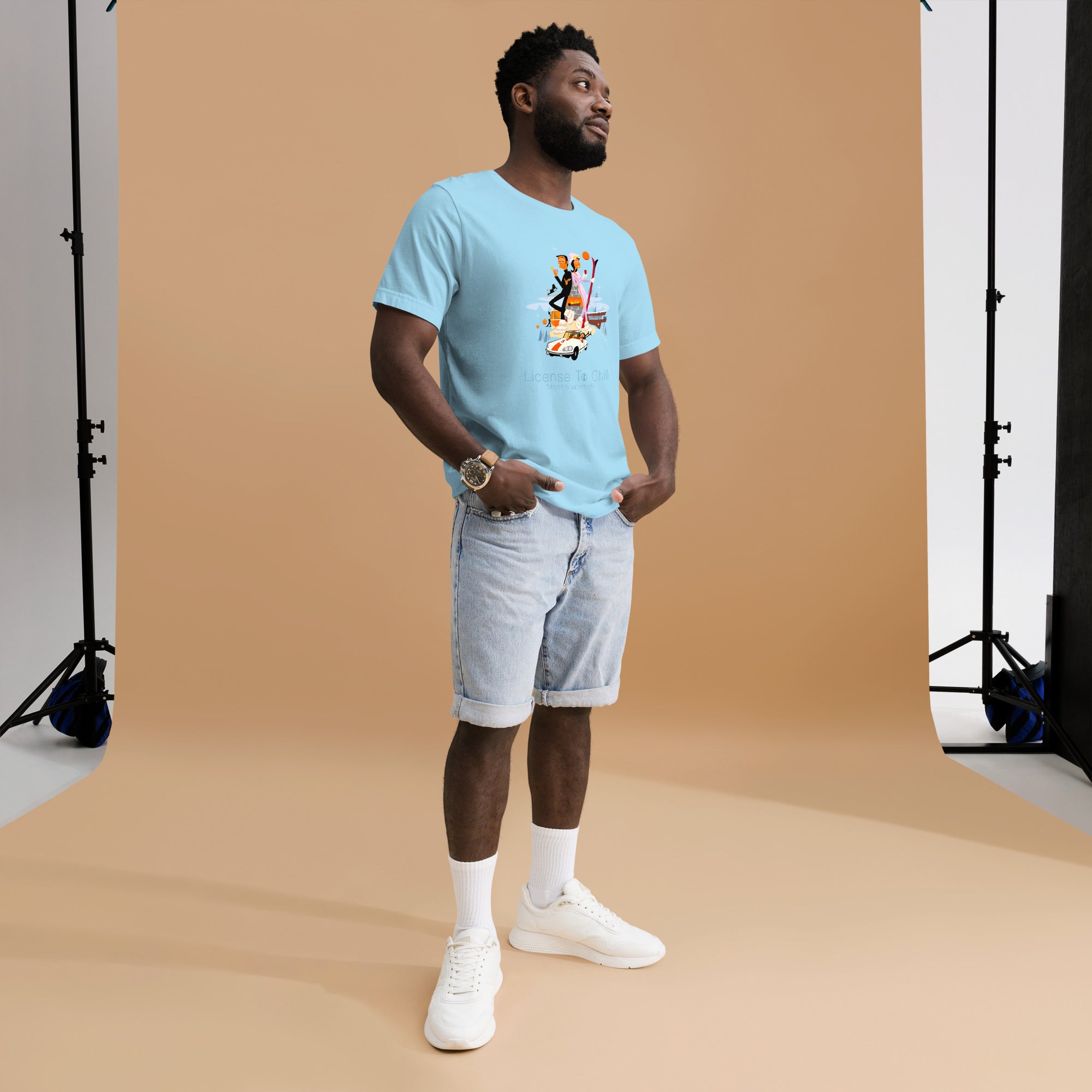 Unisex cotton t-shirt License to Chill Mission Après-Ski on bright colors