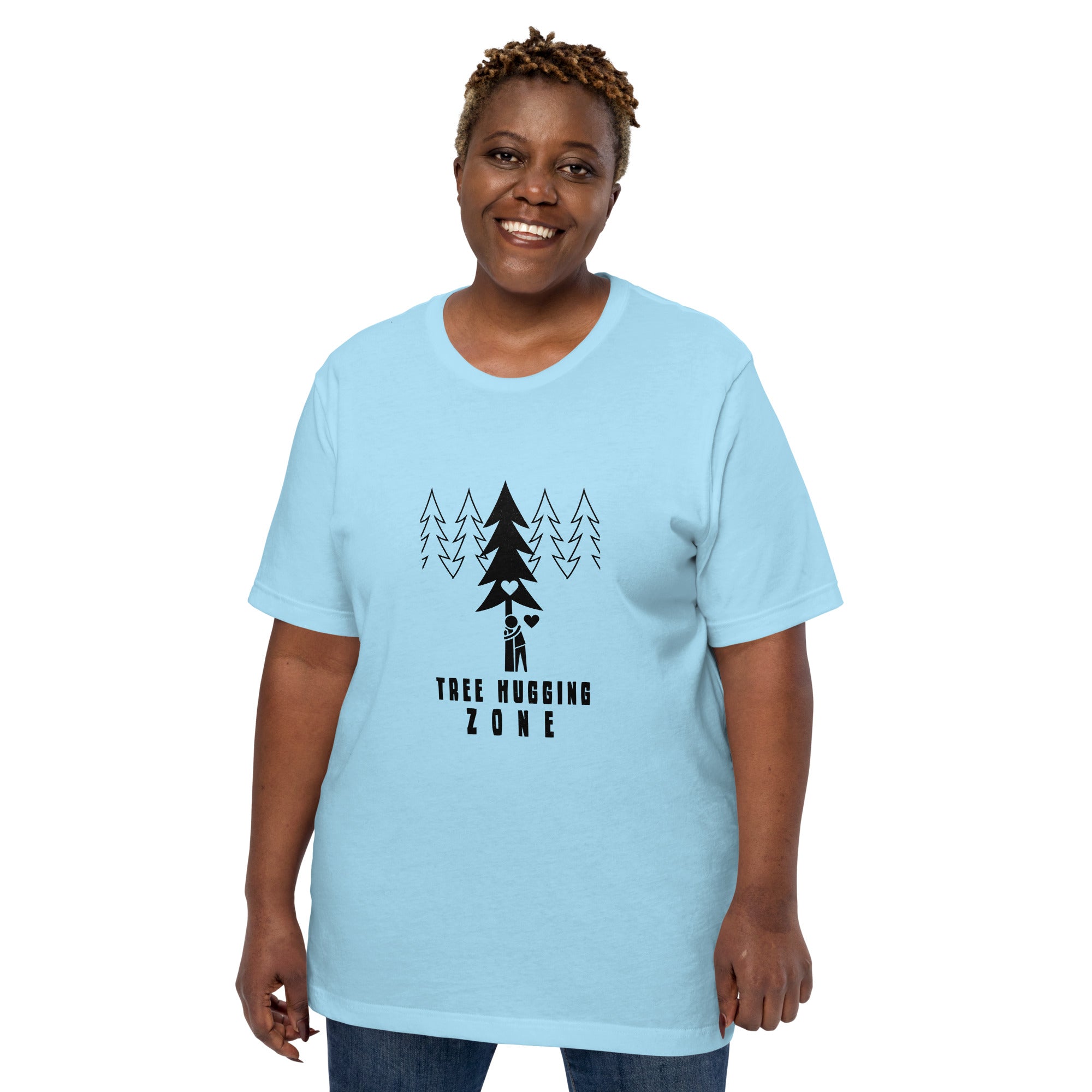 Unisex cotton t-shirt Tree hugging zone on bright colors