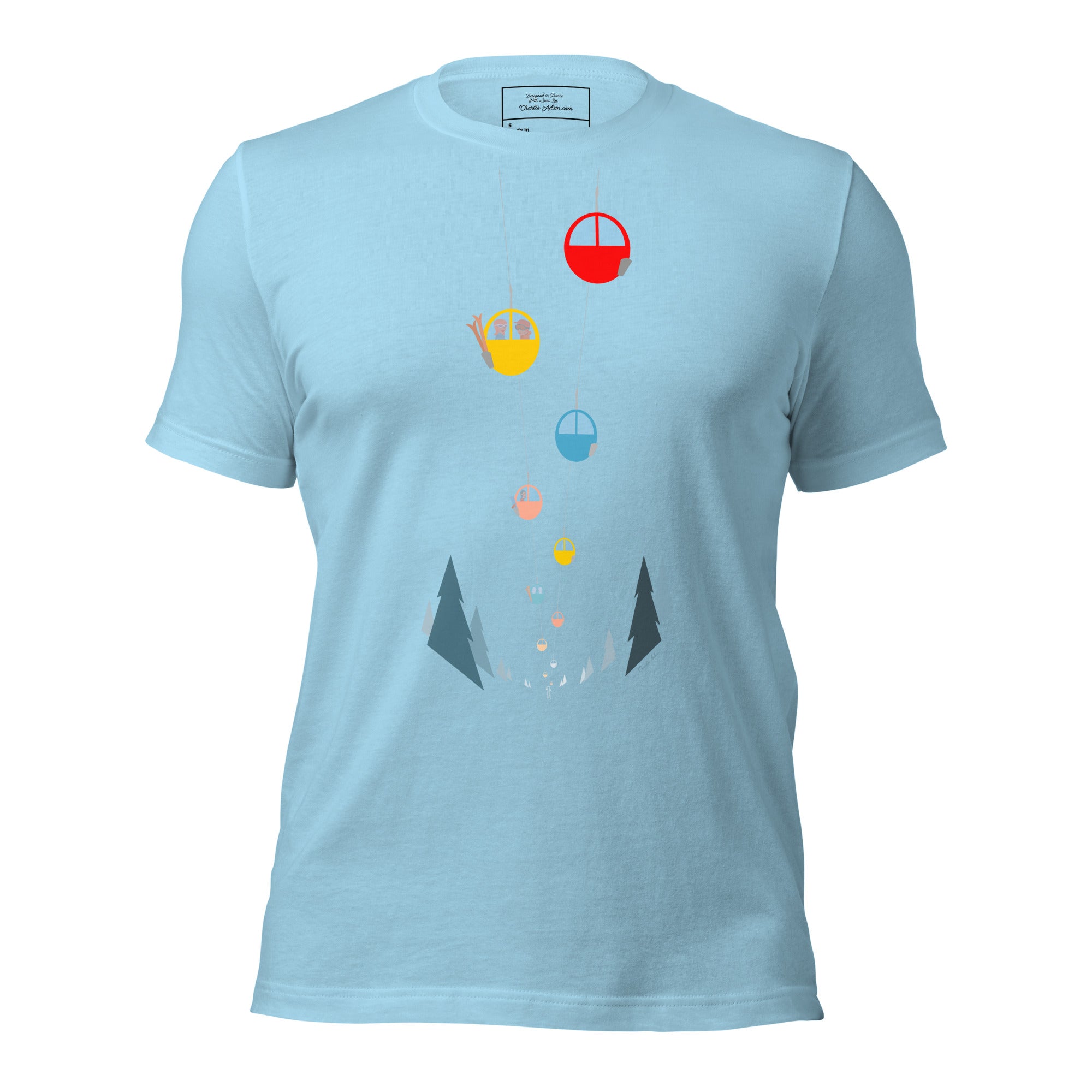 T-shirt en coton unisexe Gondolas in the mist sur couleurs vives