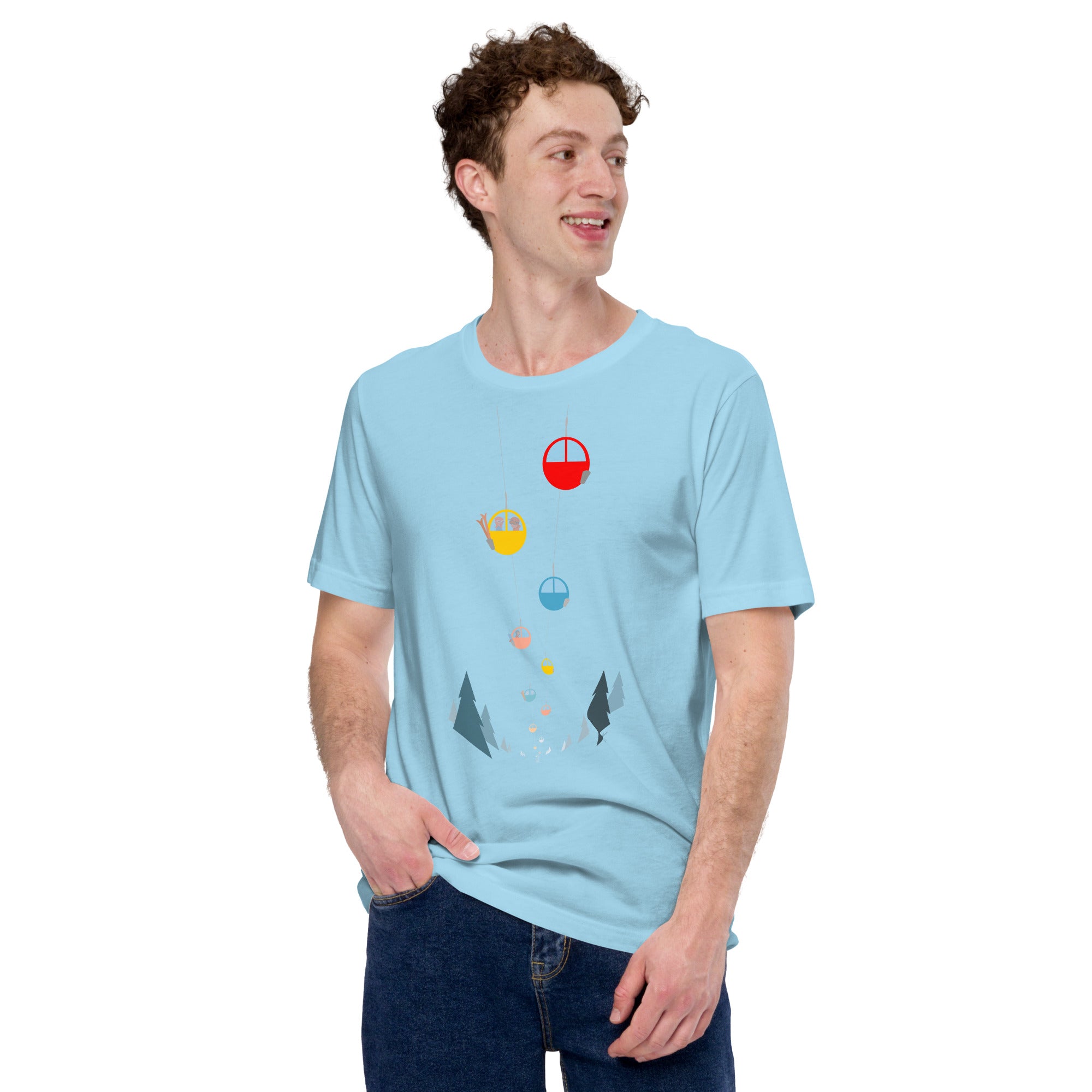 T-shirt en coton unisexe Gondolas in the mist sur couleurs vives